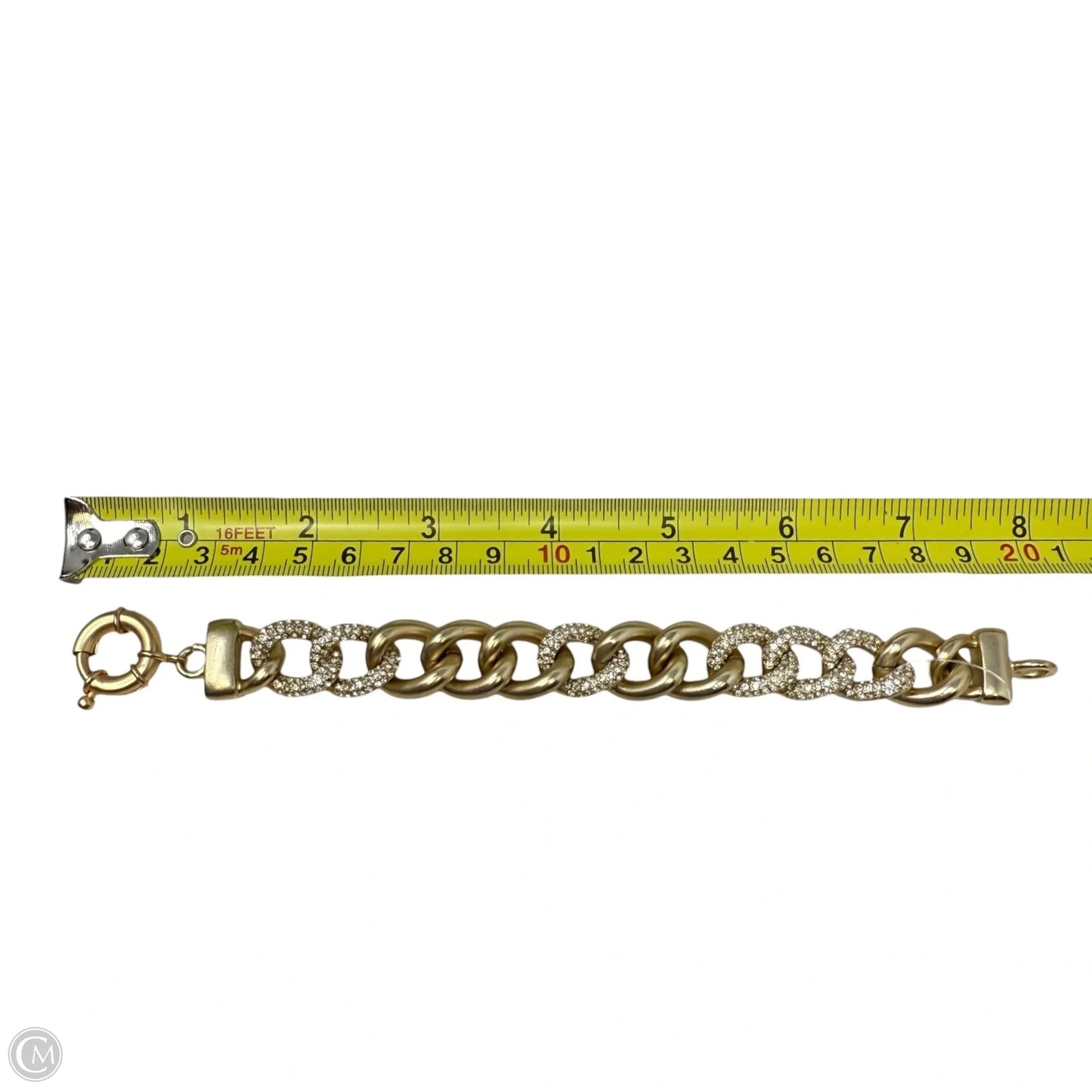 Gold Tone & CZ Chunky Curb Link Bracelet