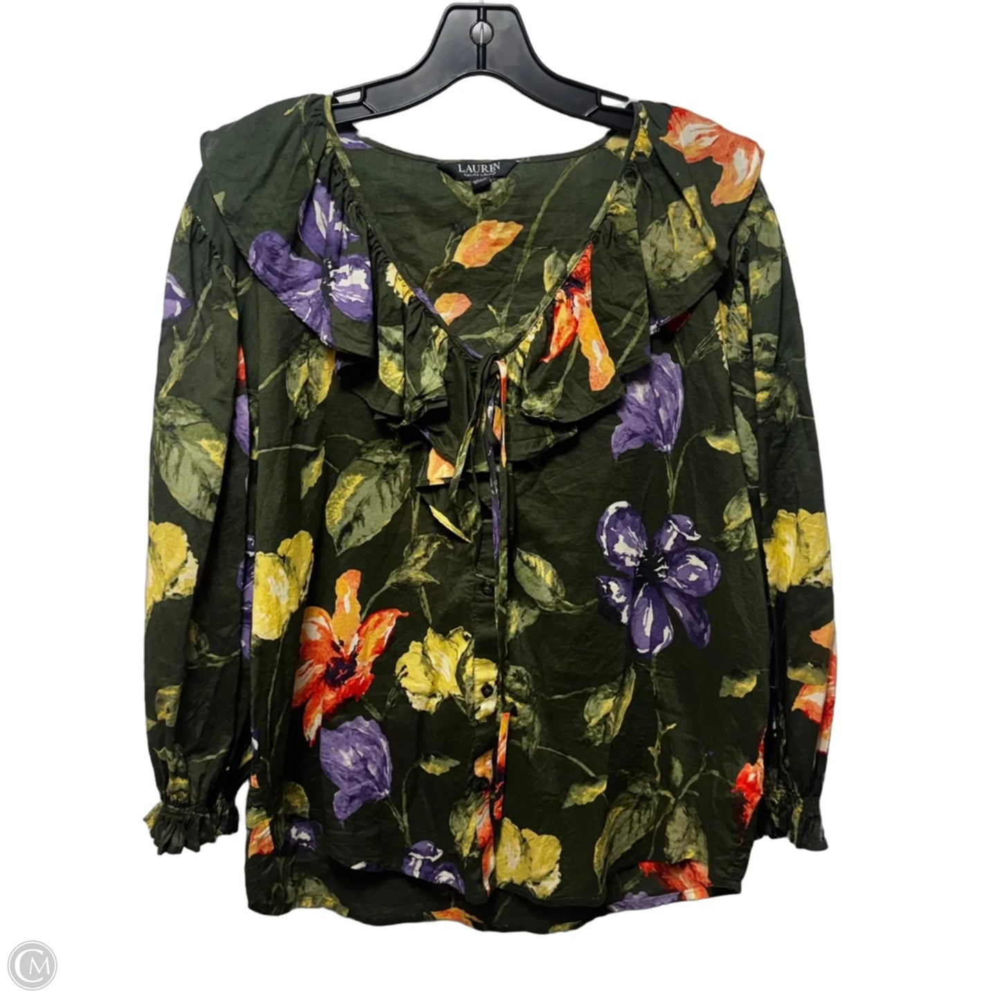 Top Long Sleeve By Lauren By Ralph Lauren In Floral Print, Size: L
