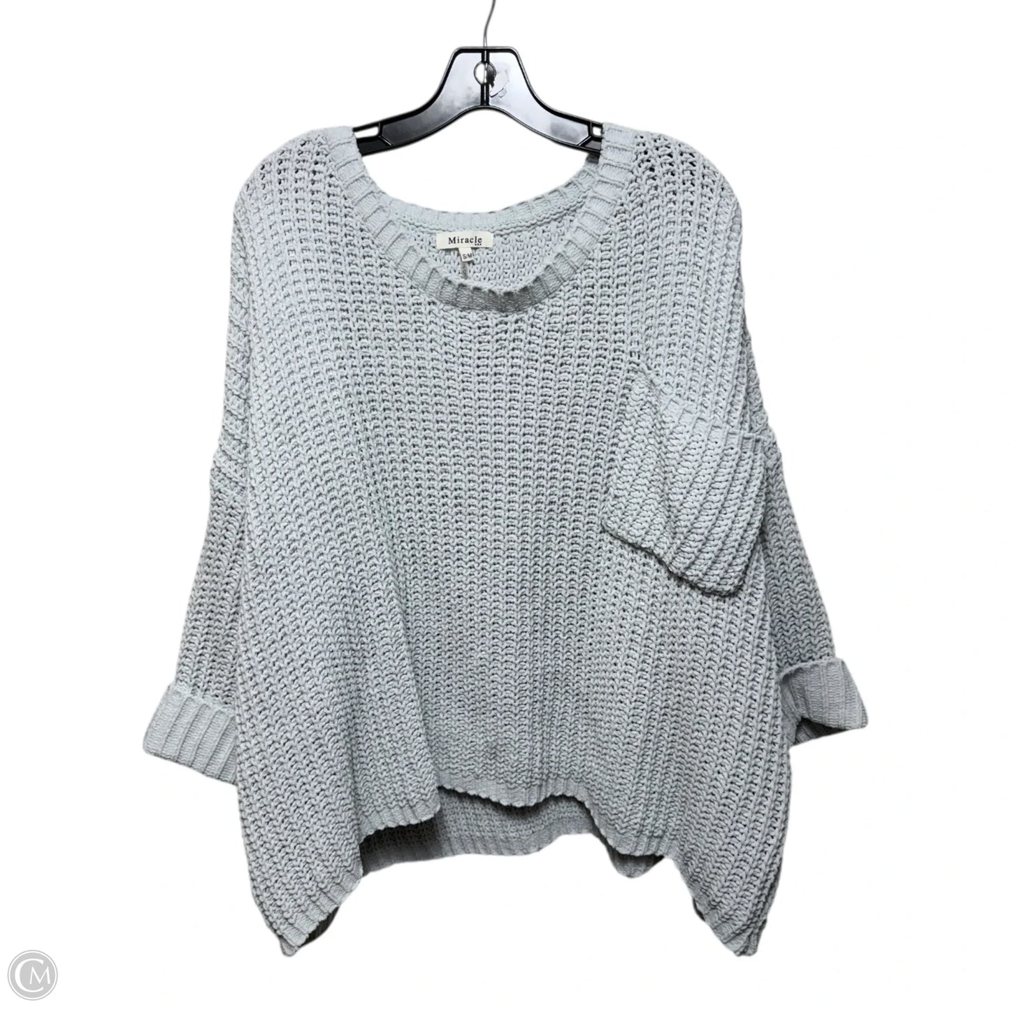 Chenille Sweater By Miracle In Grey, Size: M