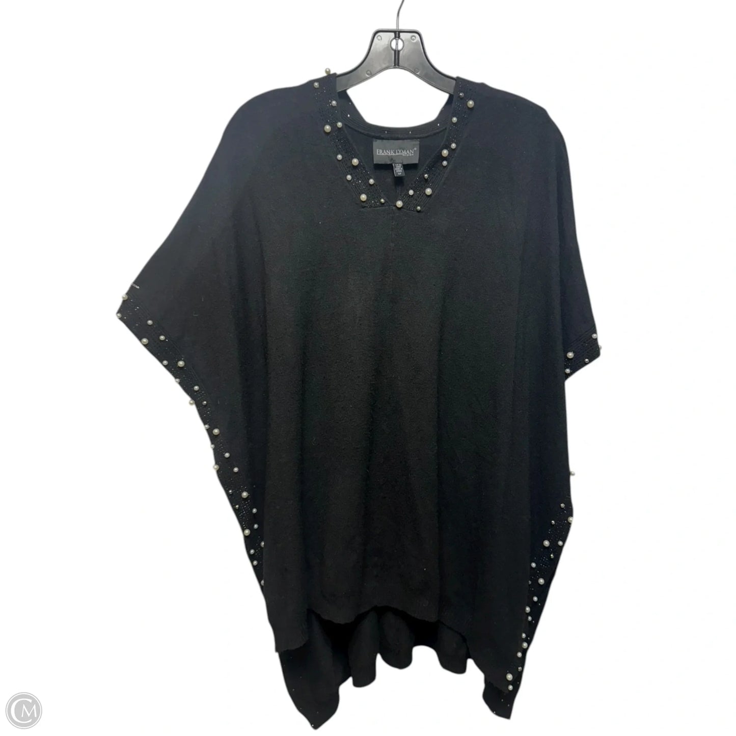 Pearl Embellished Poncho By Frank Lyman In Black, Size: S
