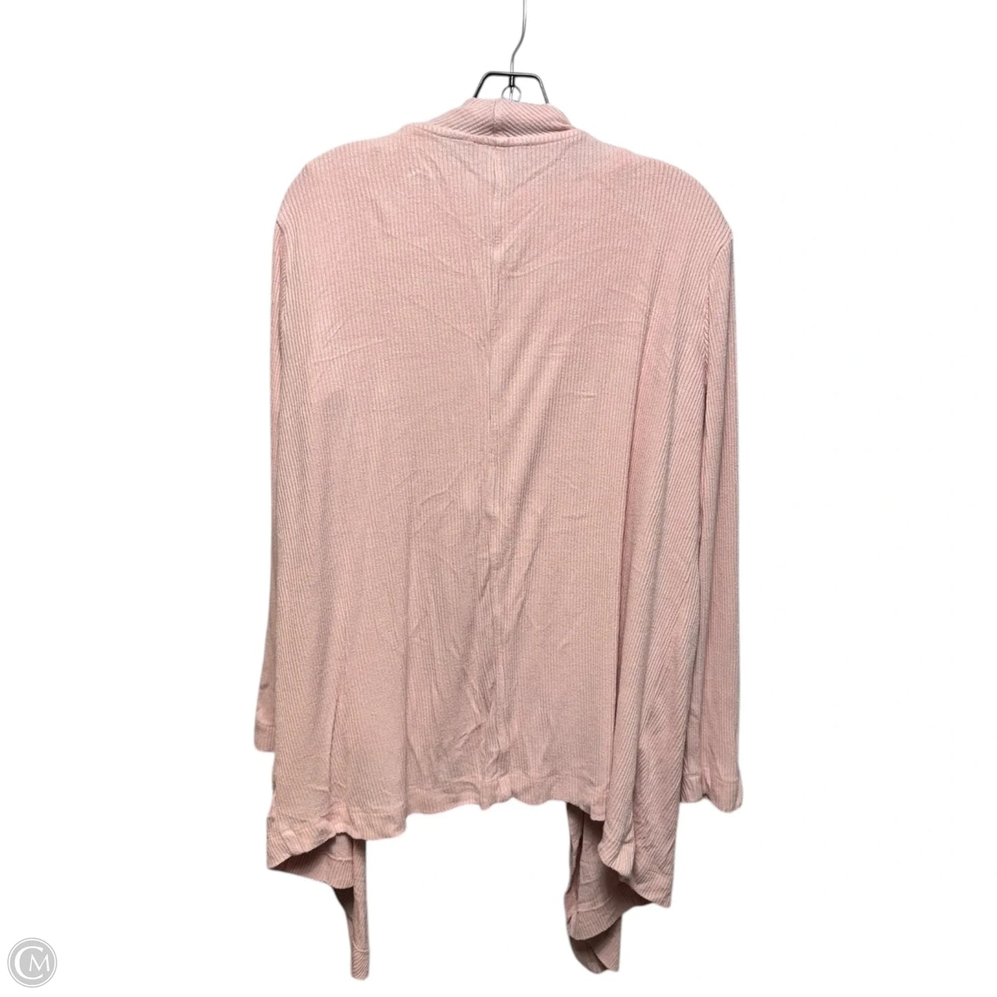 Long Sleeve Ribbed Drape Front Cardigan & Ribbed V Neck Top 2pc By Karen Kane In Pink, Size: L