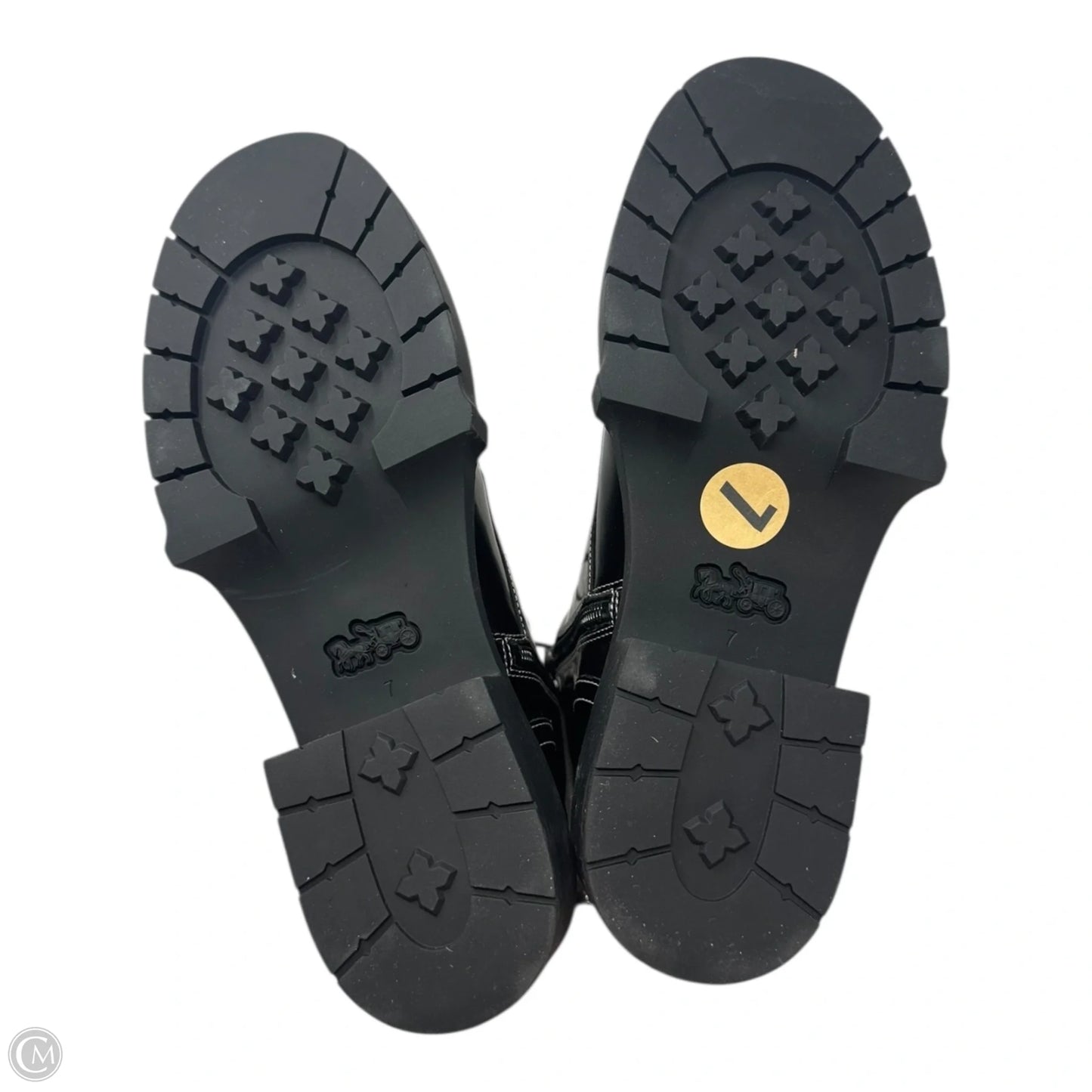 Leighton Shearling Lace Up Boots Designer By Coach In Black, Size: 7