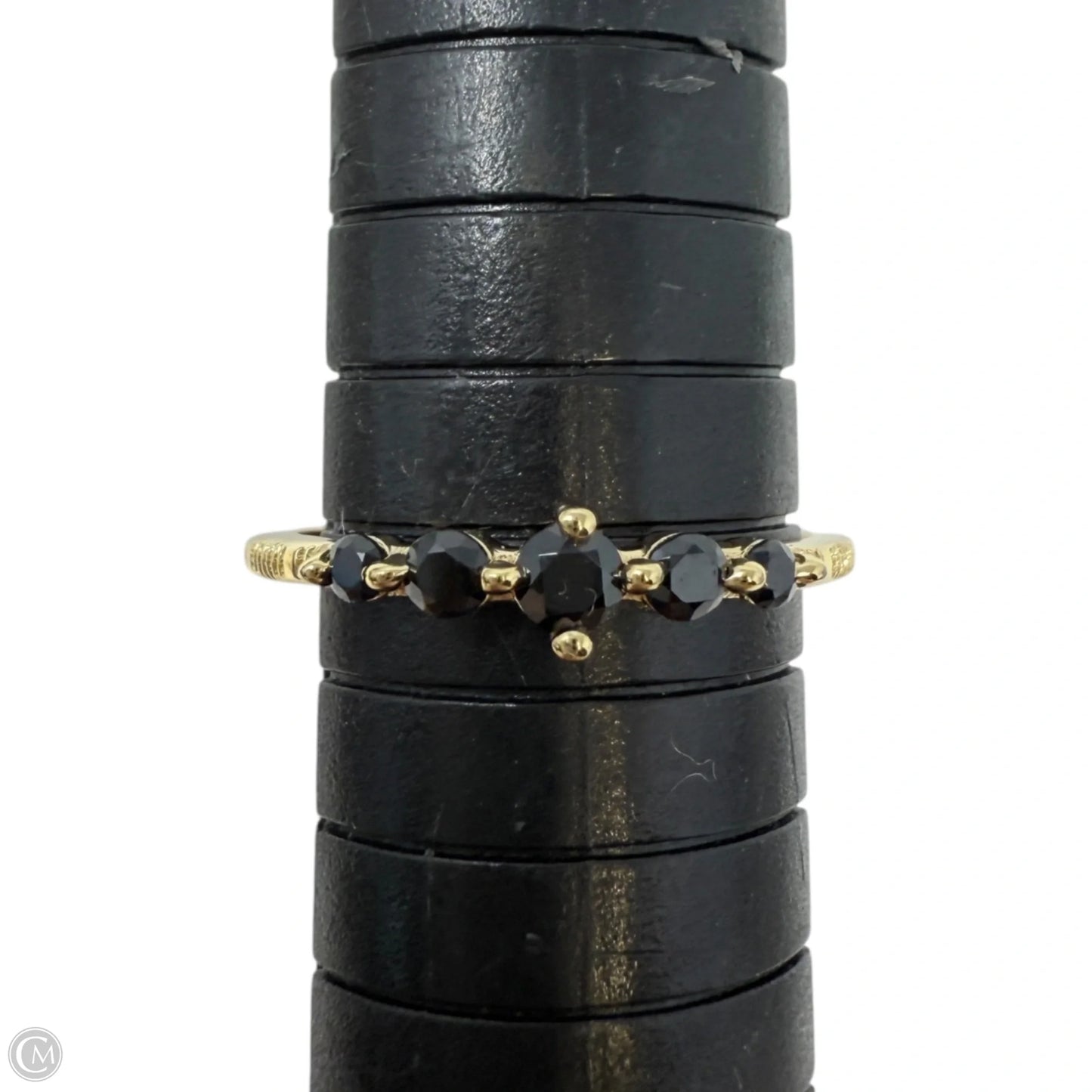 Gold Over Sterling Silver Five Stone Black Onyx Band Ring, Size: 7