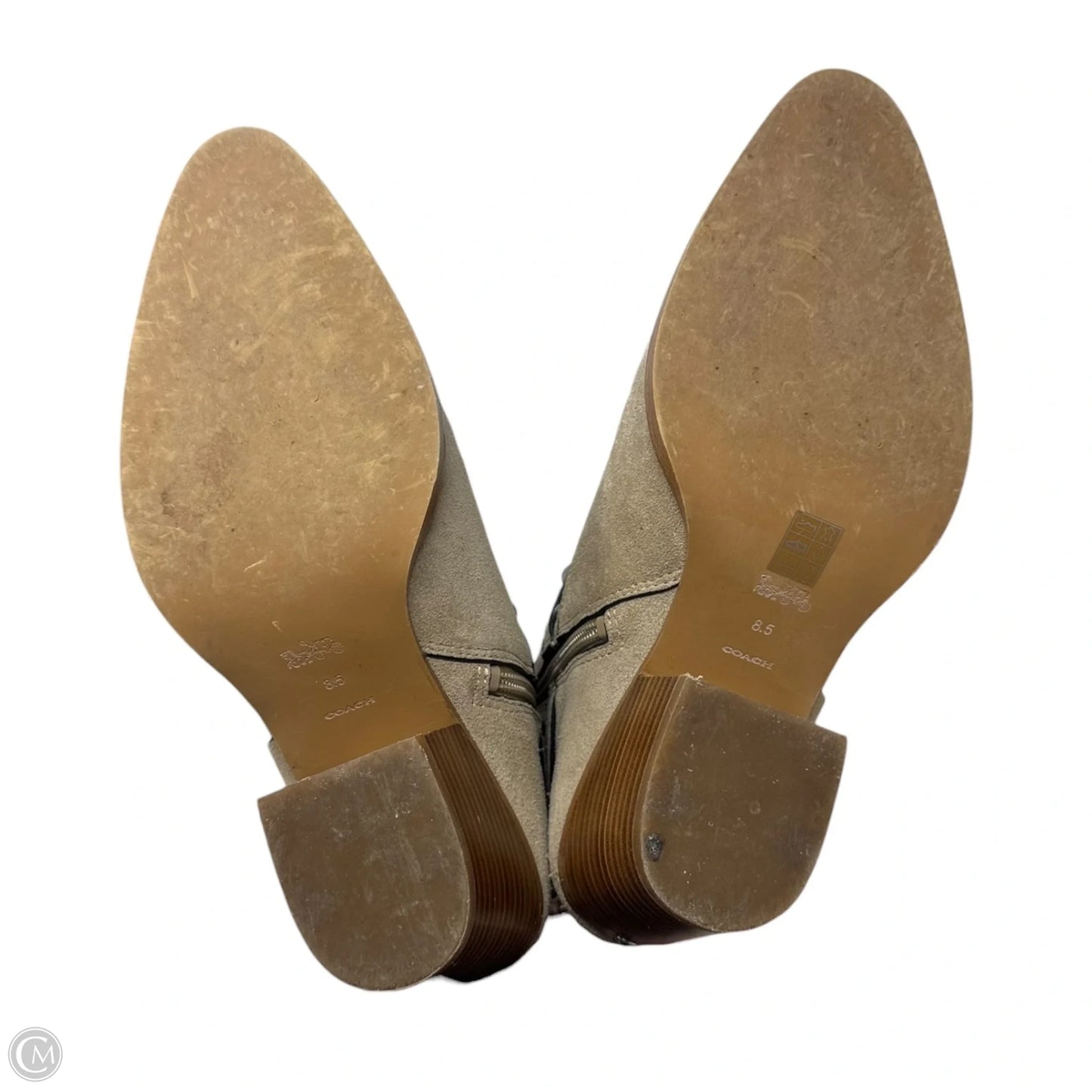 Pia Studded Boots Designer By Coach In Taupe, Size: 8.5