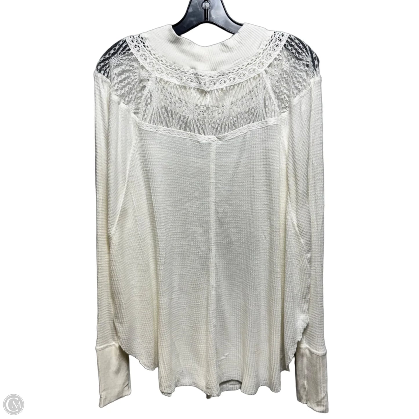 Lace Trim Top Long Sleeve By Free People In Cream, Size: S