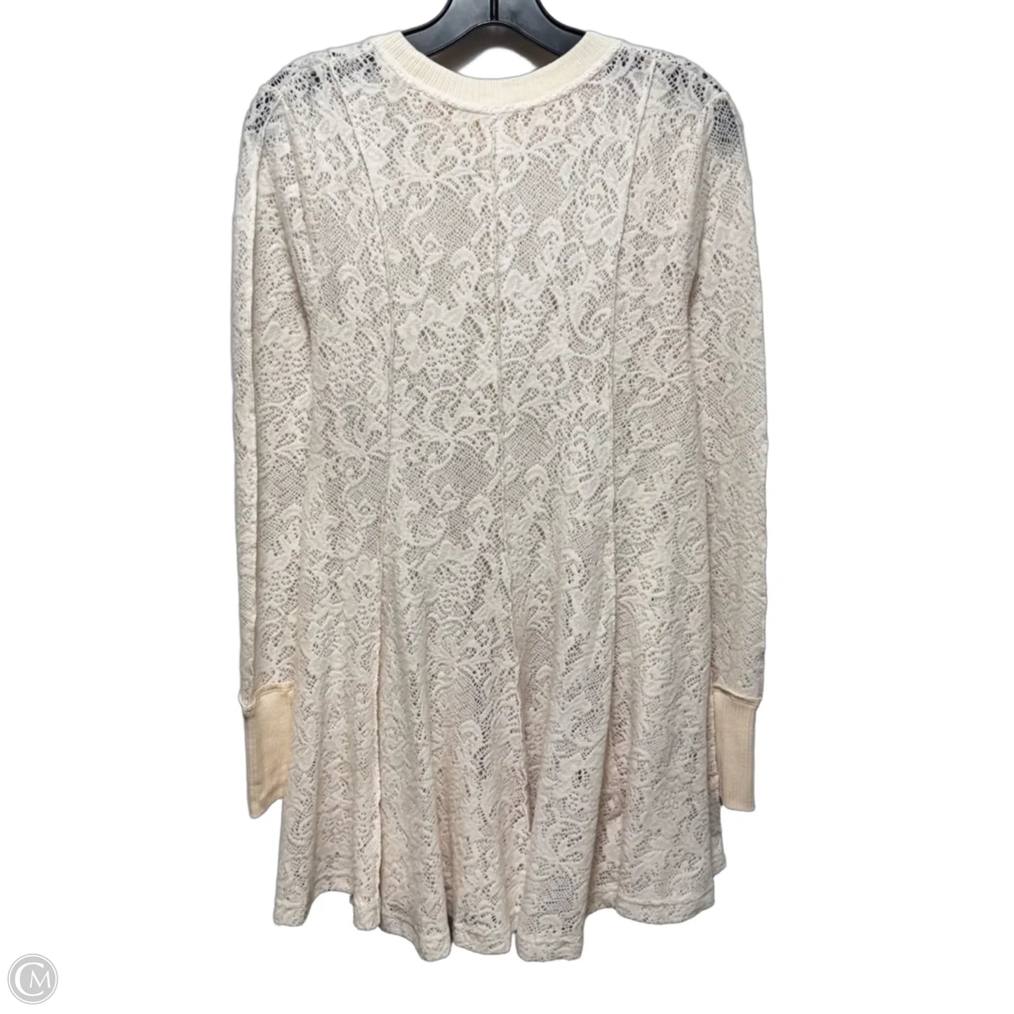 Open Knit Lace Tunic Long Sleeve By Free People In Cream, Size: S