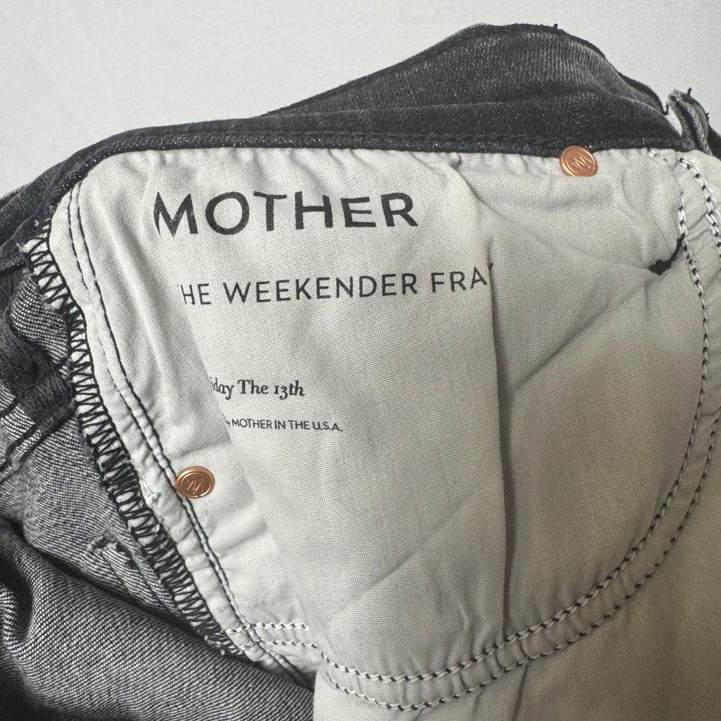 Weekender Fray Jeans Flared By Mother In Black Denim, Size: 6