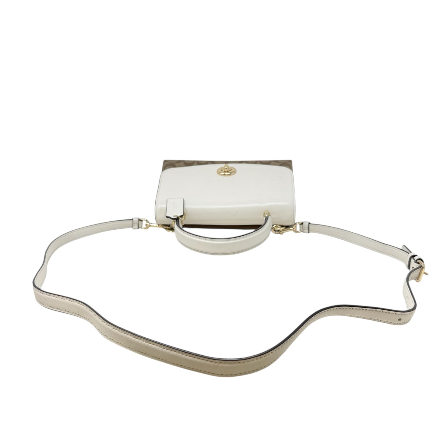Signature Tilly Satchel Designer By Coach In Khaki/Chalk, Size: Medium