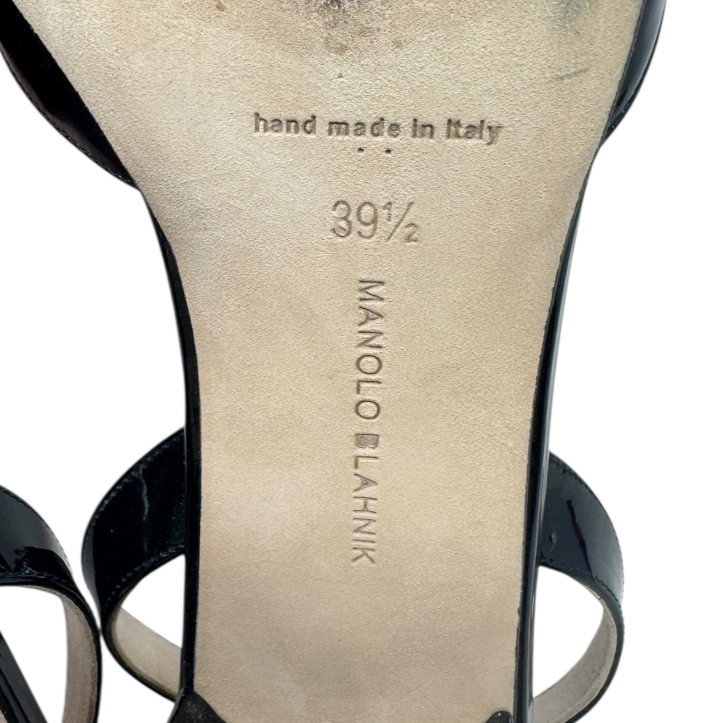 Aspro Patent Slingback Shoes Luxury Designer By Manolo Blahnik In Black, Size: 9.5 (IT 39.5)