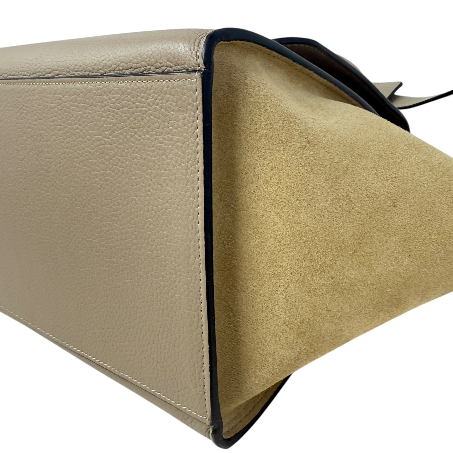 Drummed Calfskin Suede Medium Trapeze Souris Tote Luxury Designer By Celine, Size: Medium
