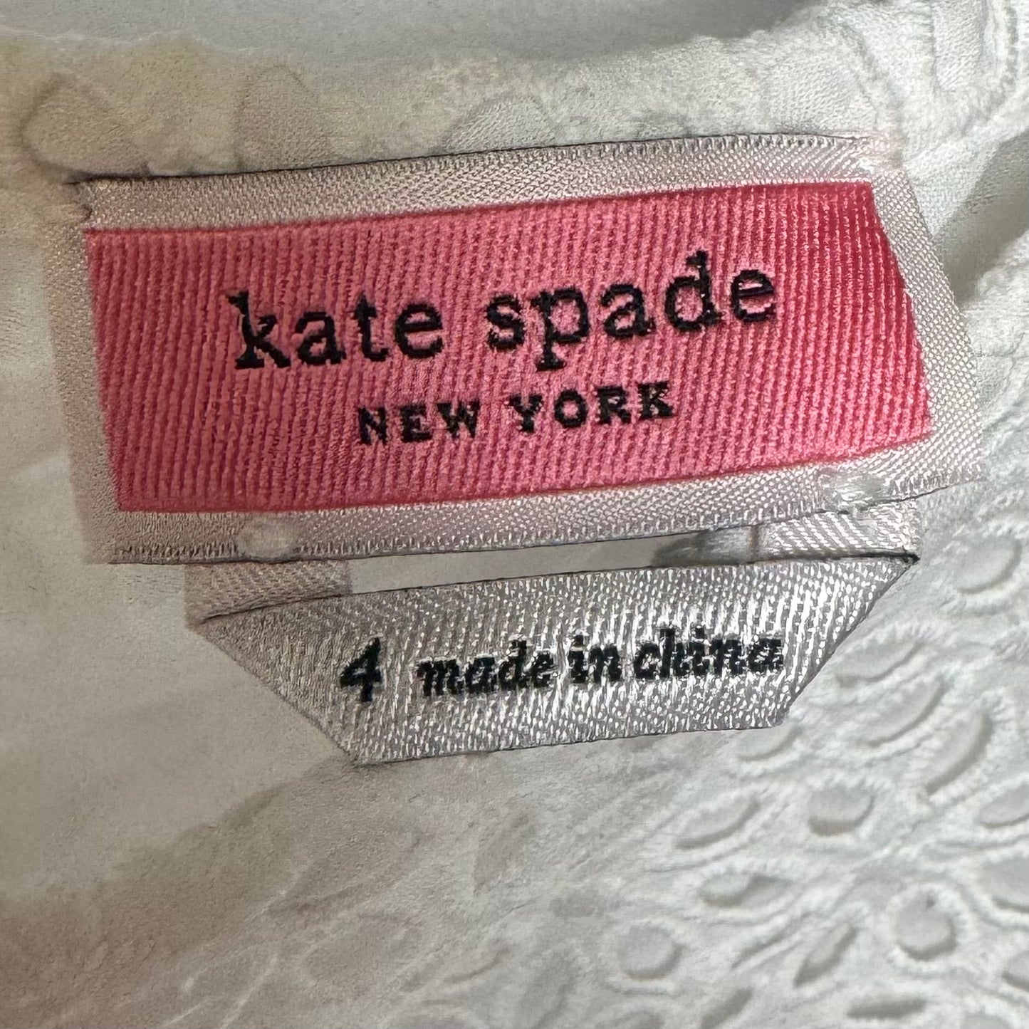 Eyelet Flounce Top Designer By Kate Spade In White, Size: 4