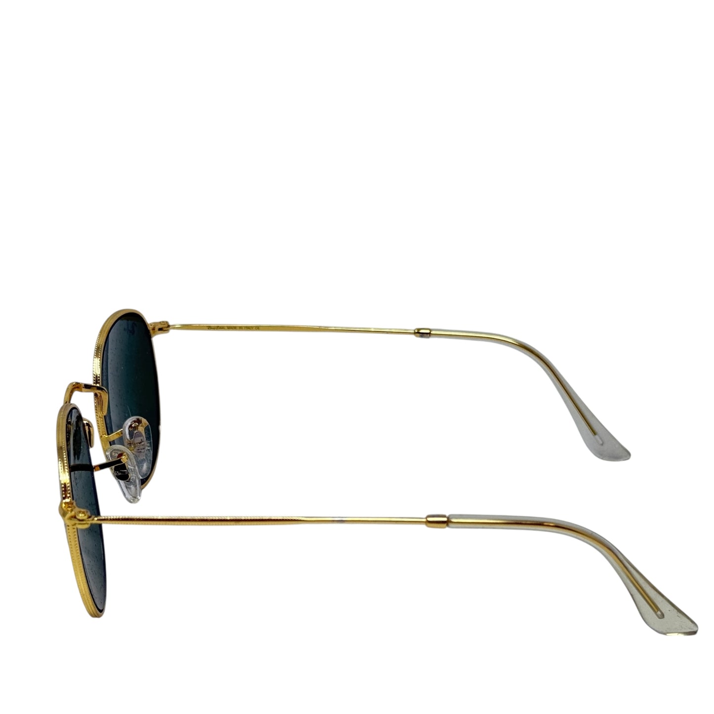 Round Metal 3447 Sunglasses In Polished Arista Gold Designer By Ray Ban, Size: Small