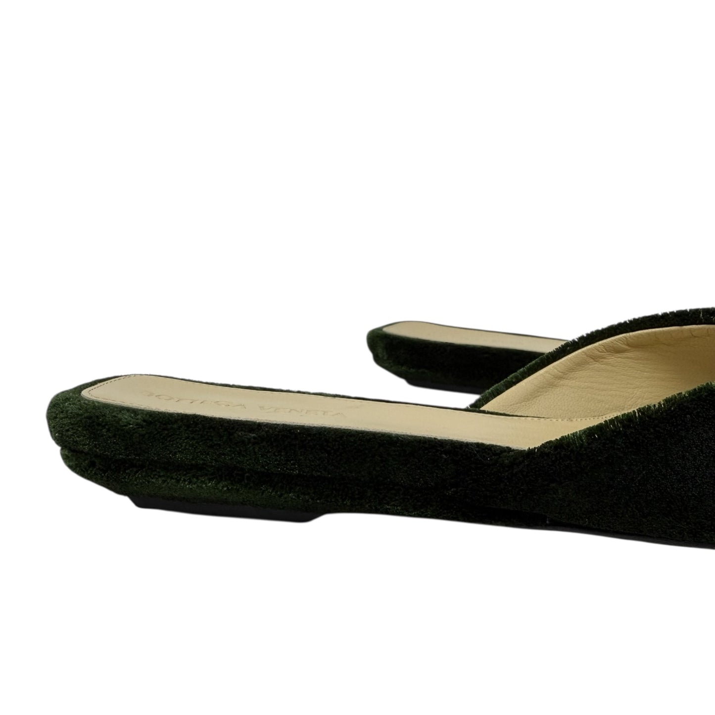 Carpet Point-Toe Ballerina Slippers Luxury Designer By Bottega Veneta In Bottle Green, Size: US 9/IT 39