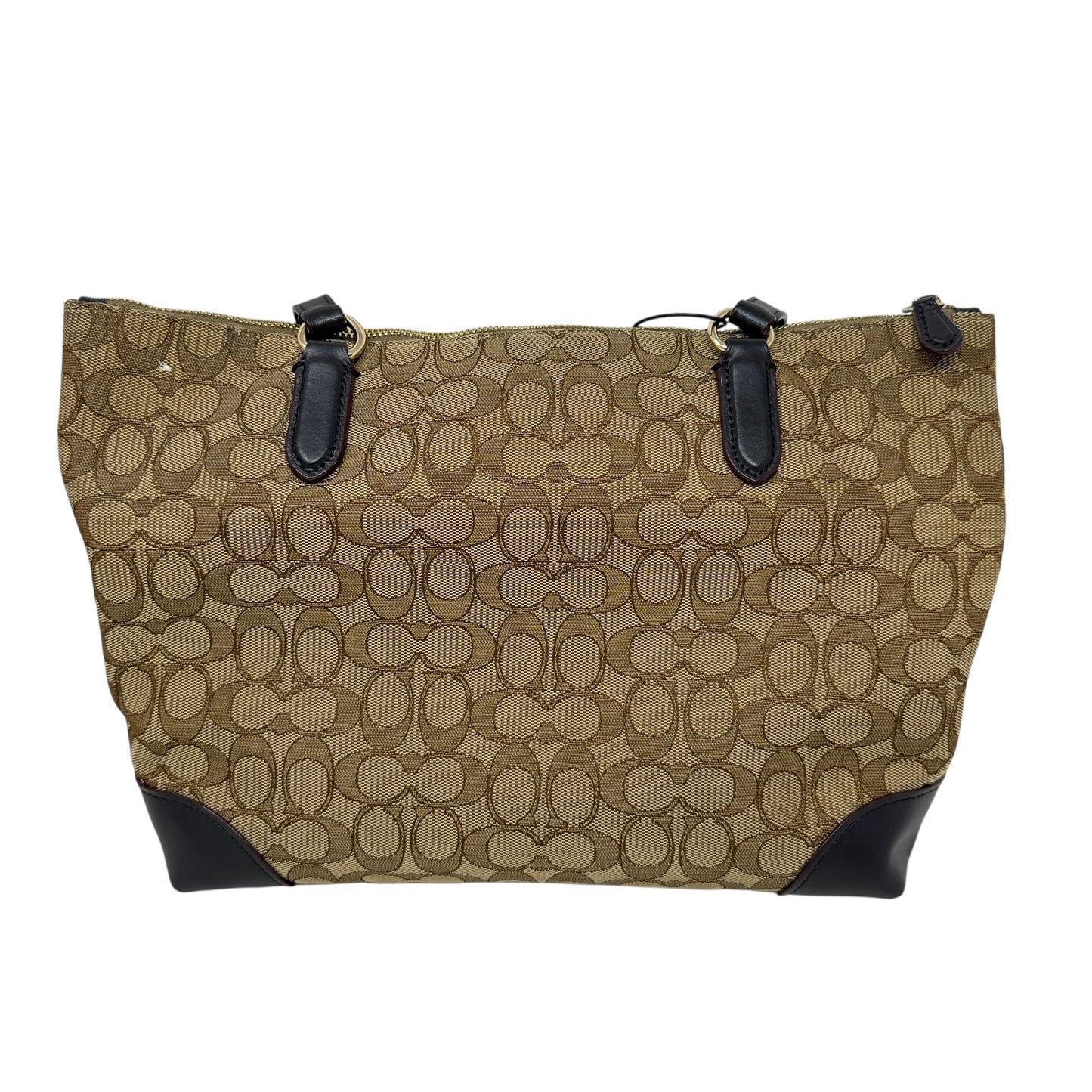 Outline Signature JacquardZip Tote Designer By Coach, Size: Medium