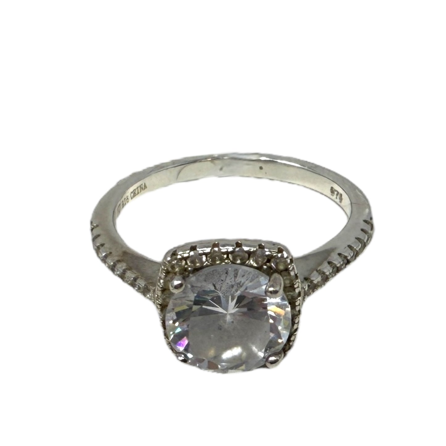 CZ & Sterling Silver Halo Ring By Unbranded, Size: 7