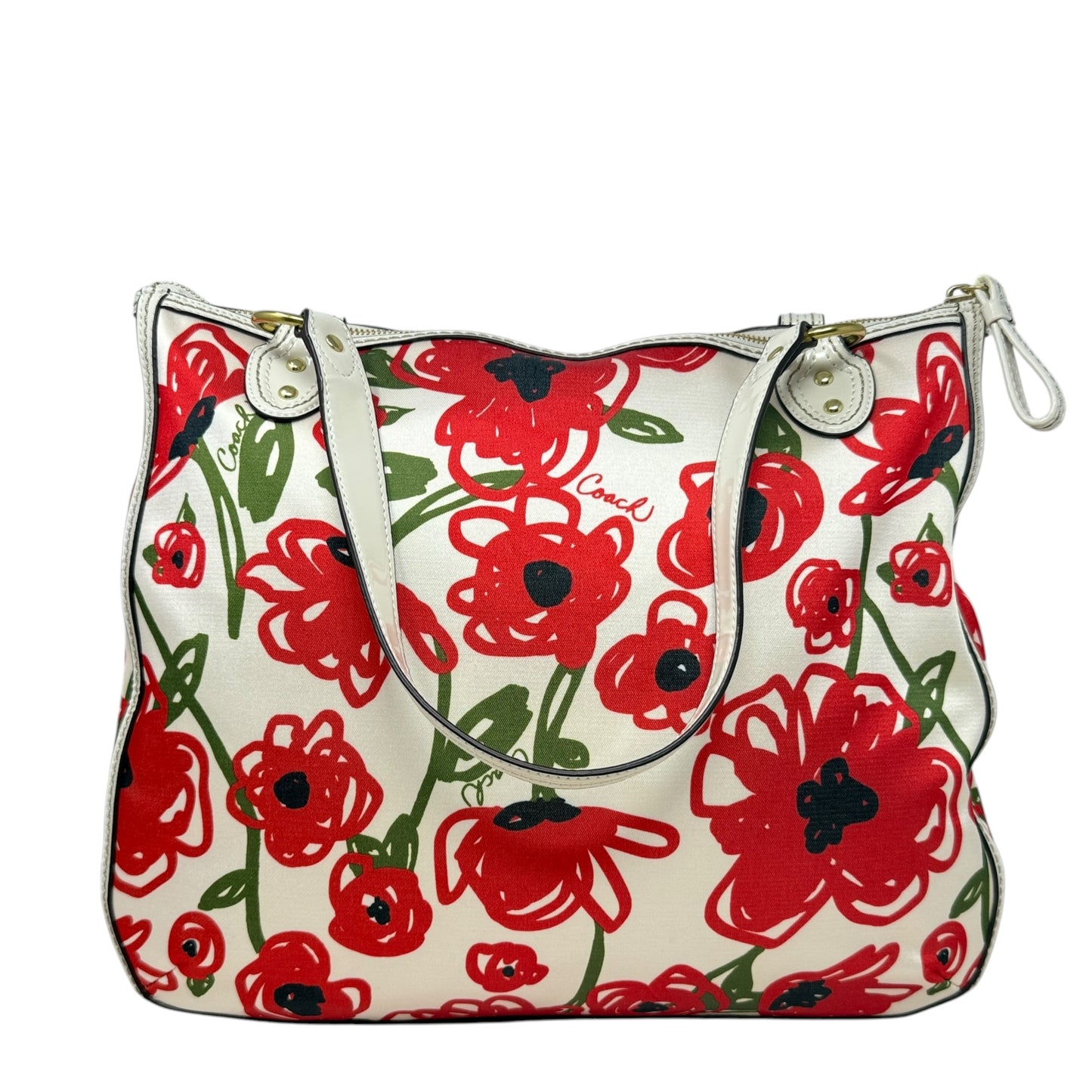 Limited Edition Poppy East West Hallie Floral Tote Shoulder Bag Designer By Coach, Size: Large