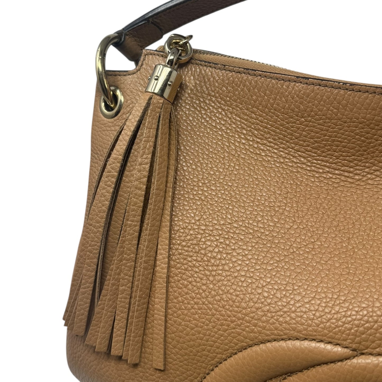 Soho Pebbled Leather Convertible Hobo Bag Luxury Designer By Gucci, Size: Large