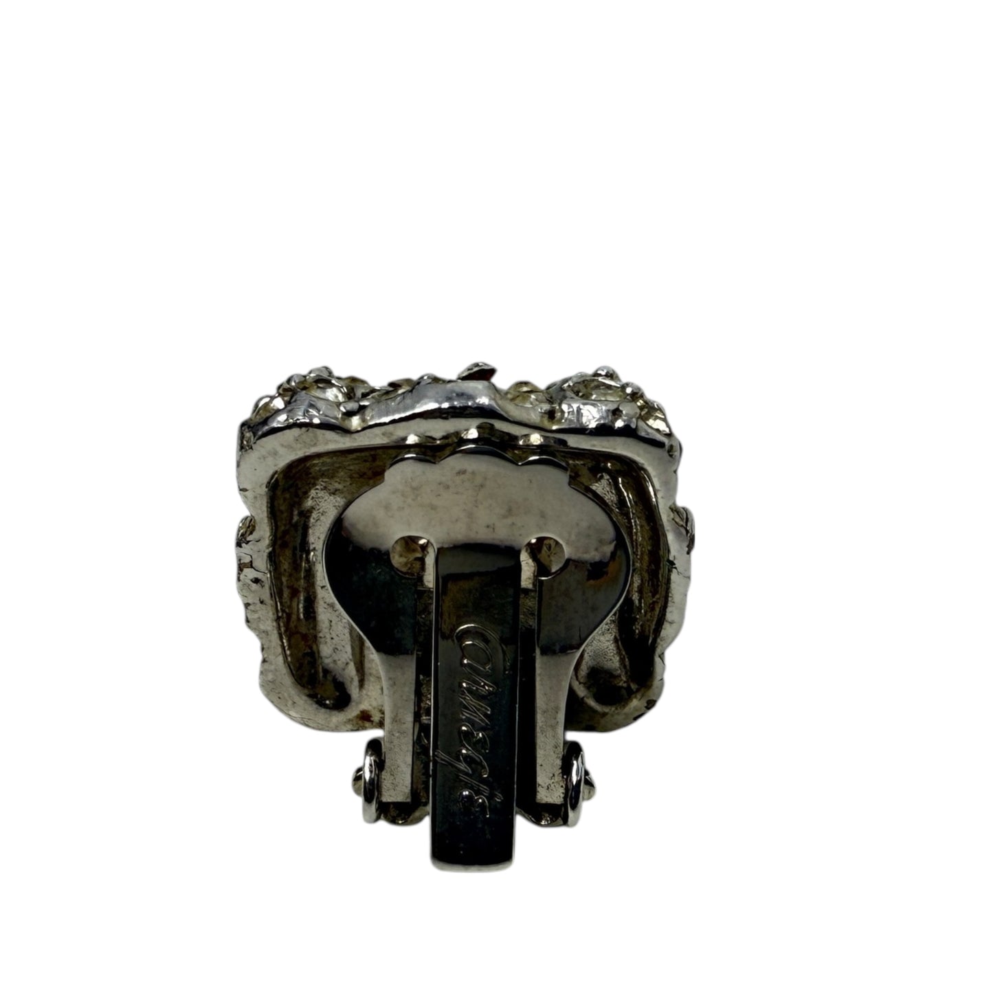 Square Rhinestone Clip Earrings By Carnegie