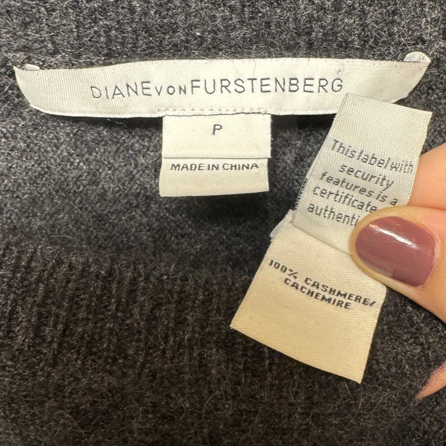 Cashmere Sweater Designer By Diane Von Furstenberg In Grey, Size: S