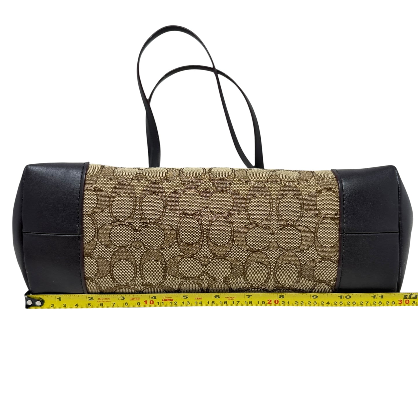 Outline Signature JacquardZip Tote Designer By Coach, Size: Medium