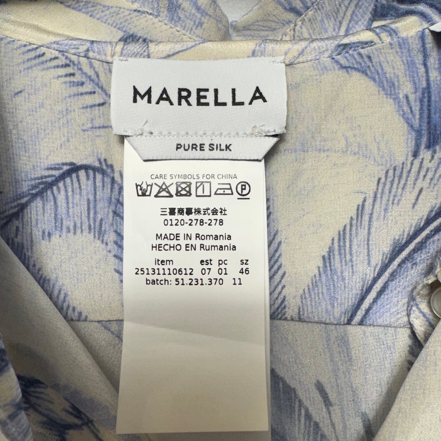 Conio Silk Shirt By Marella In Blue & Cream, Size: 10