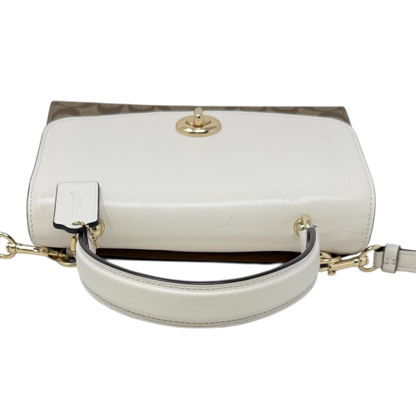 Signature Tilly Satchel Designer By Coach In Khaki/Chalk, Size: Medium