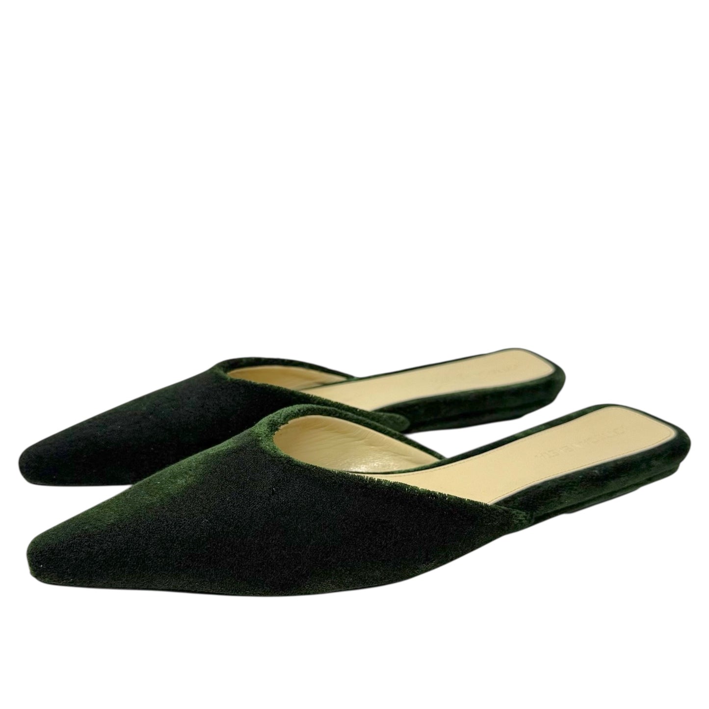 Carpet Point-Toe Ballerina Slippers Luxury Designer By Bottega Veneta In Bottle Green, Size: US 9/IT 39