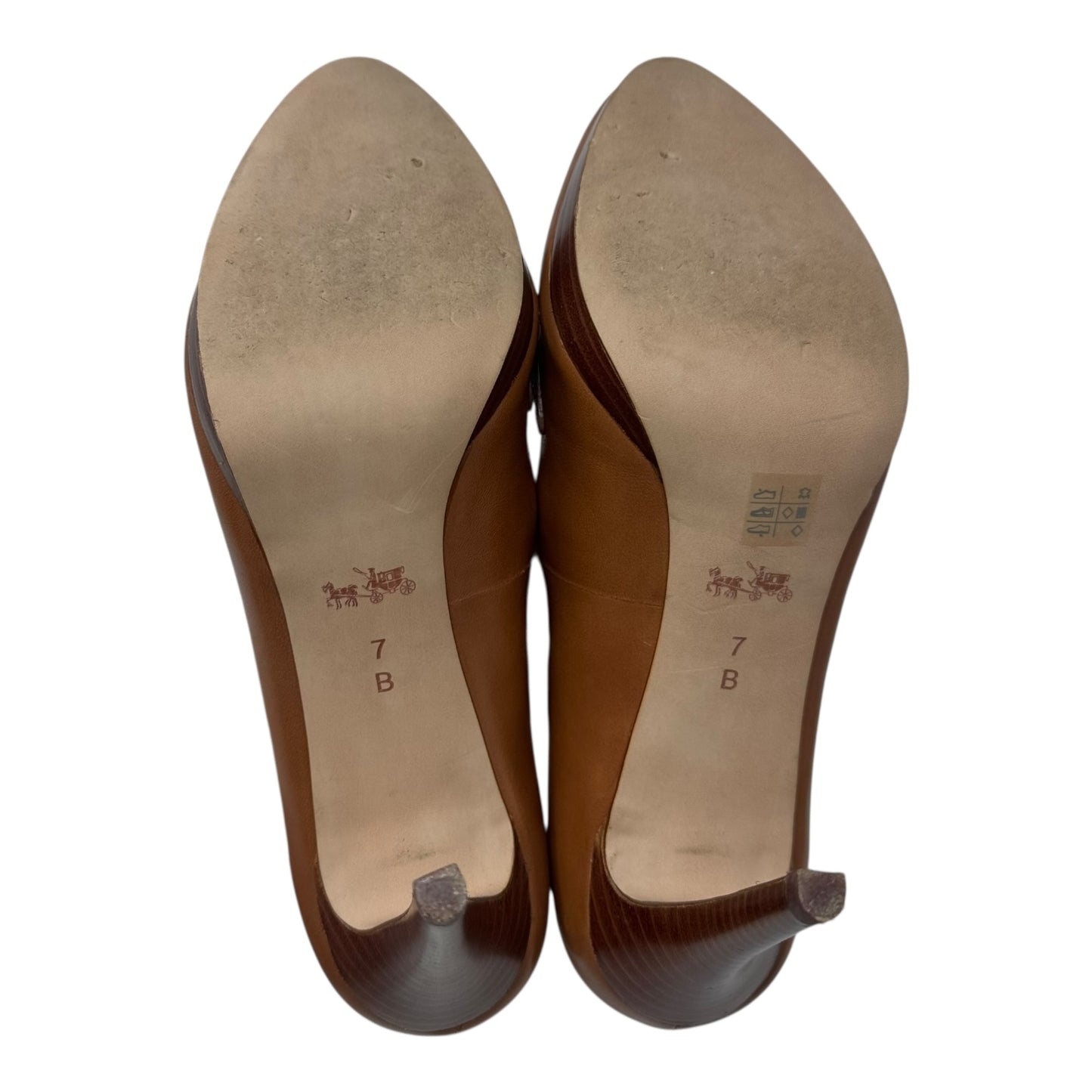 Shoes Designer By Coach In Brown & Gold, Size: 7