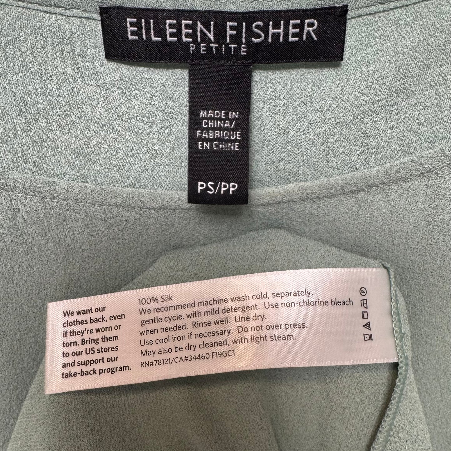 Silk Top Sleeveless By Eileen Fisher In Green, Size: Sp
