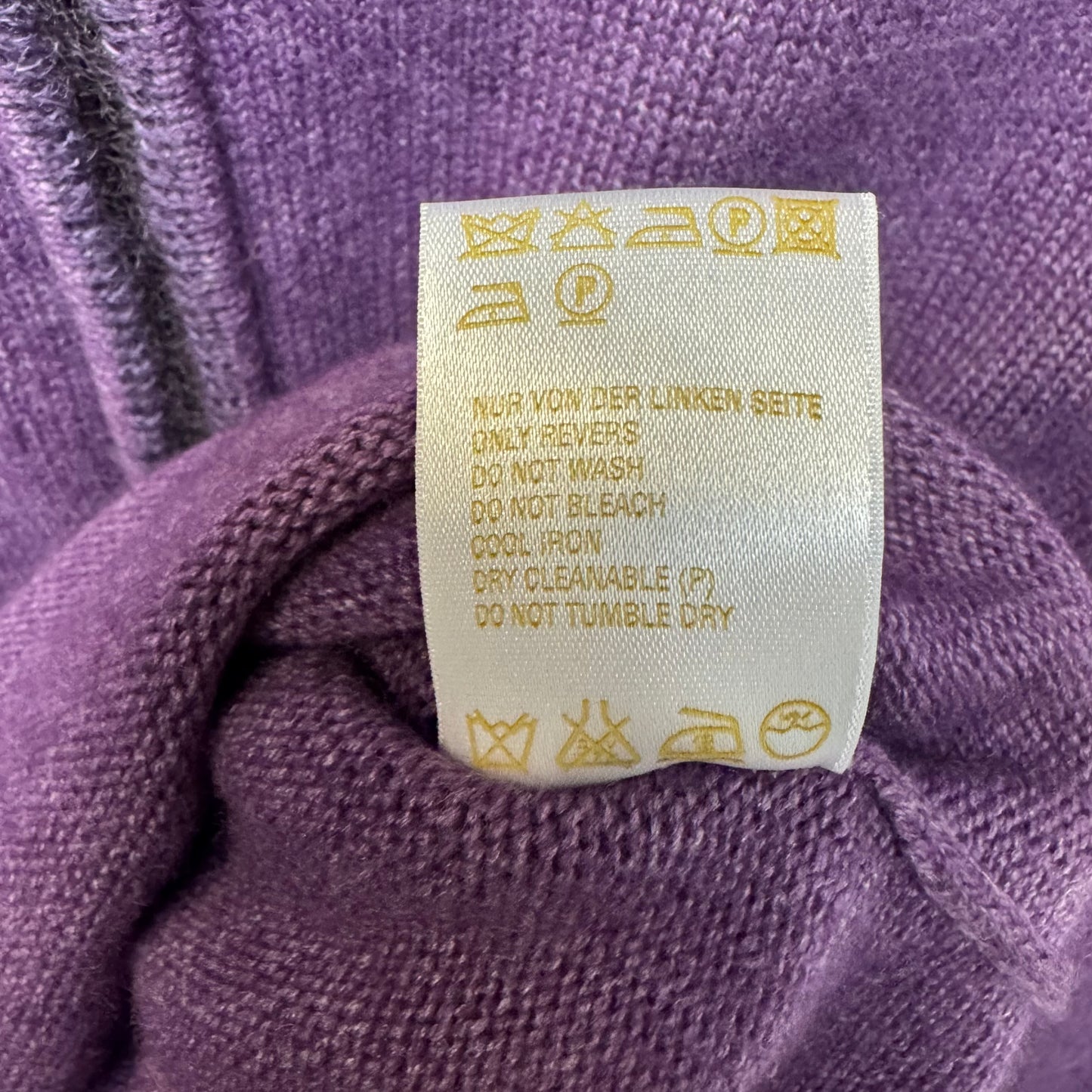 Made In Italy Cashmire Blend Zip Front Cardigan Sweater With Snakeskin Embellishment Designer By Escada In Purple, Size: L