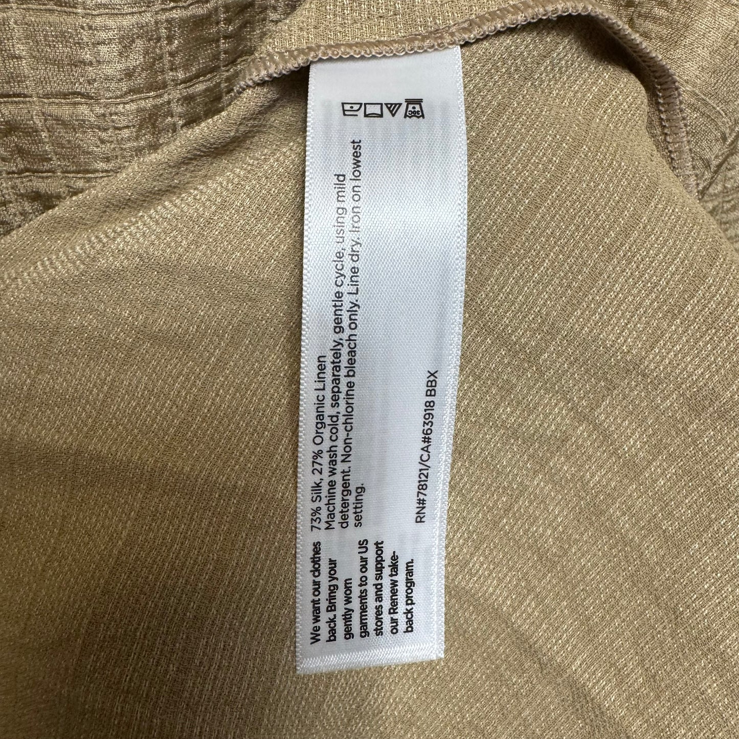 Stand Collar Silk Linen Blend Jacket By Eileen Fisher In Tan, Size: L