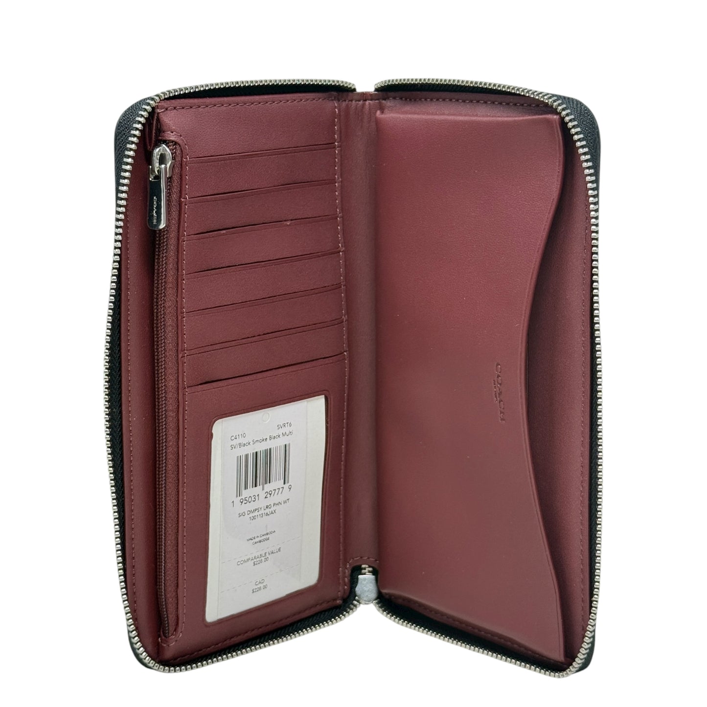 Dempsey Large Phone Wallet In Signature Jacquard with Stripe & Patch Designer By Coach, Size: Large