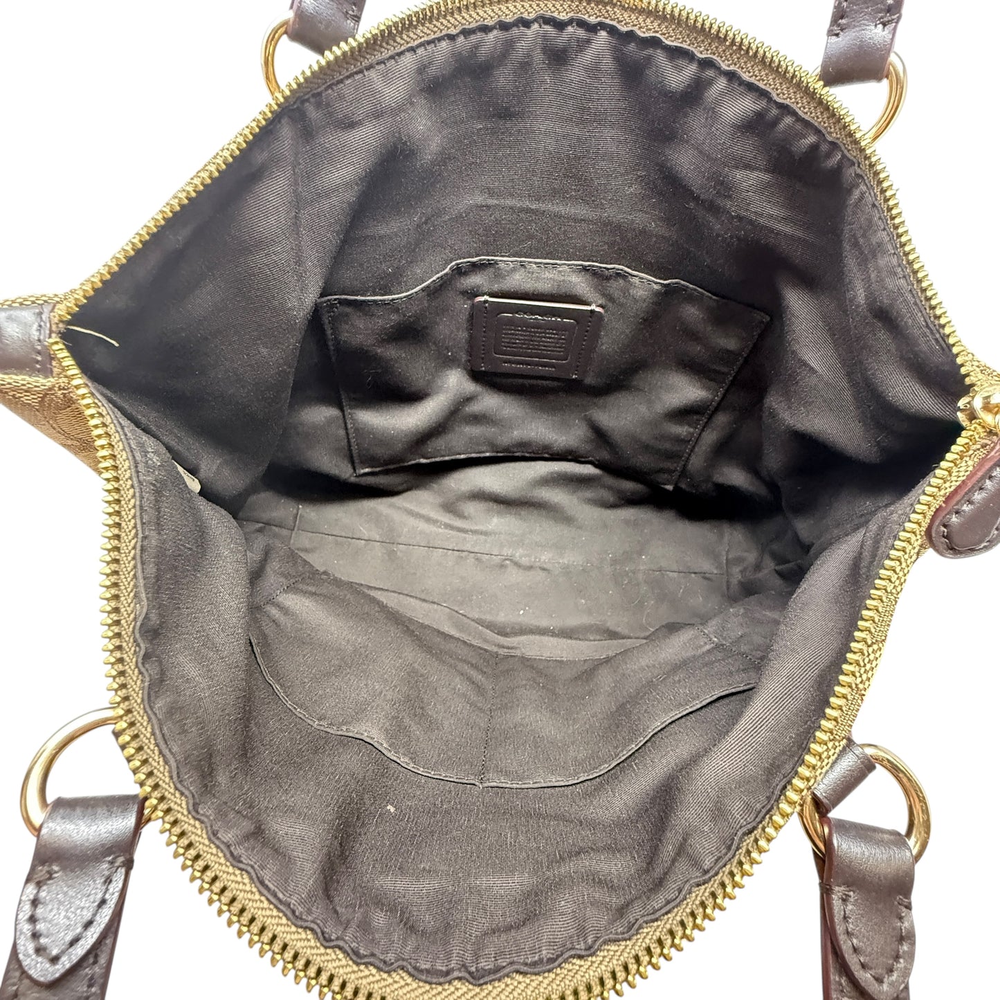 Outline Signature JacquardZip Tote Designer By Coach, Size: Medium