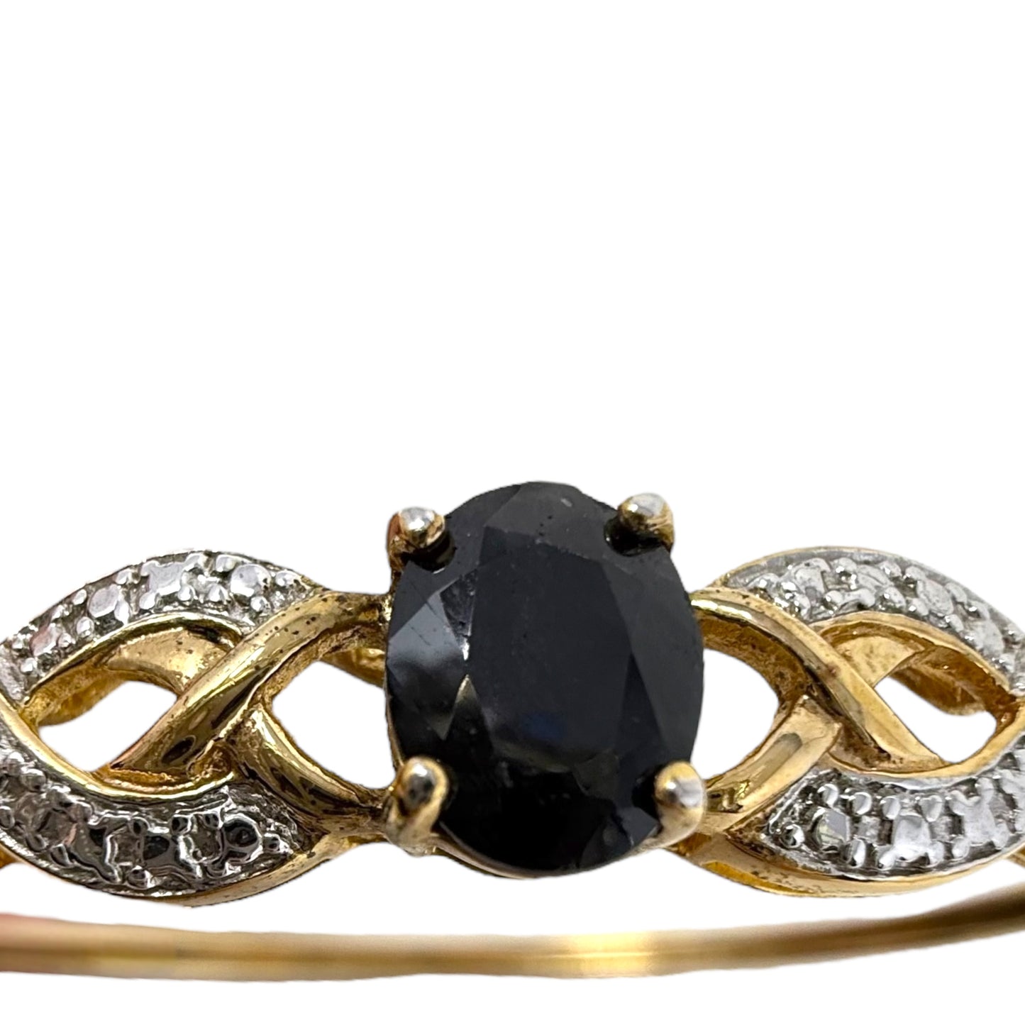 Diamond & Sapphire Vermeil Hinged Bangle Bracelet By Cmc