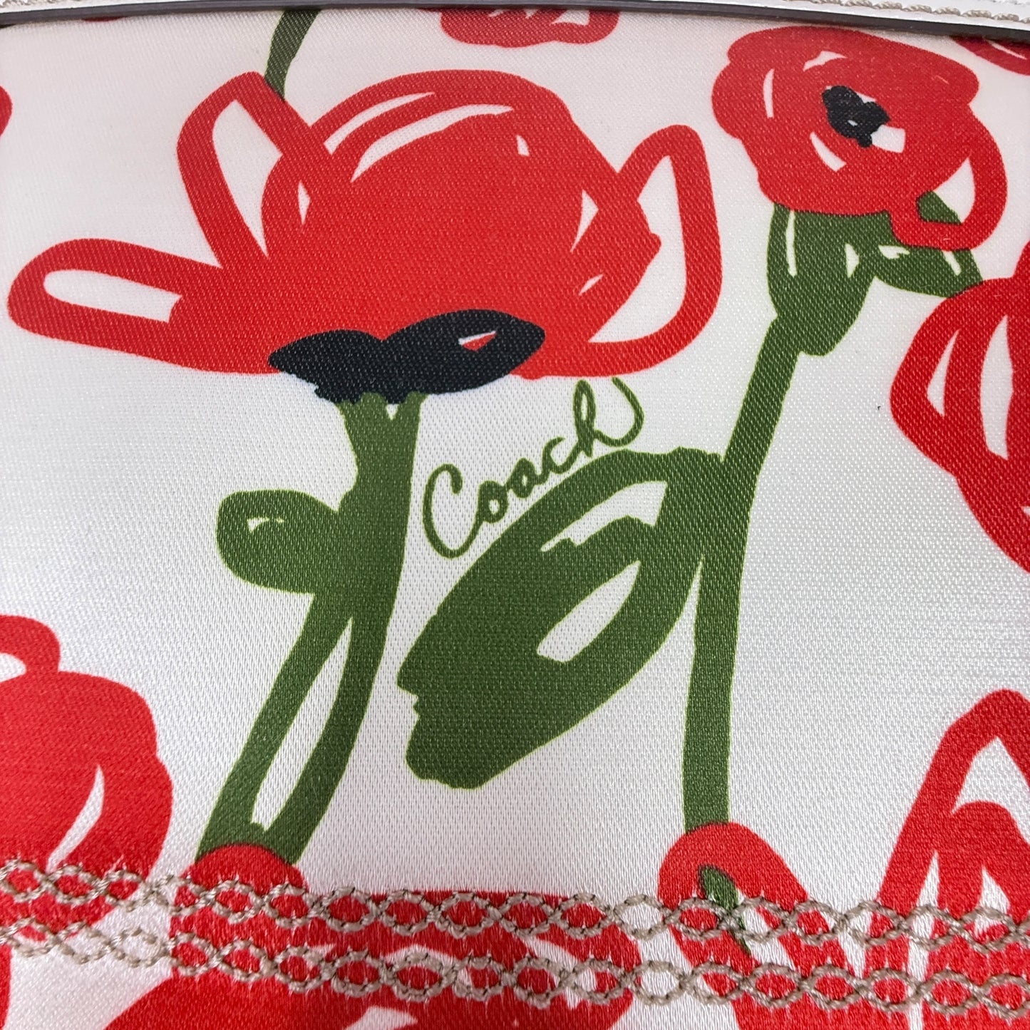 Limited Edition Poppy East West Hallie Floral Tote Shoulder Bag Designer By Coach, Size: Large