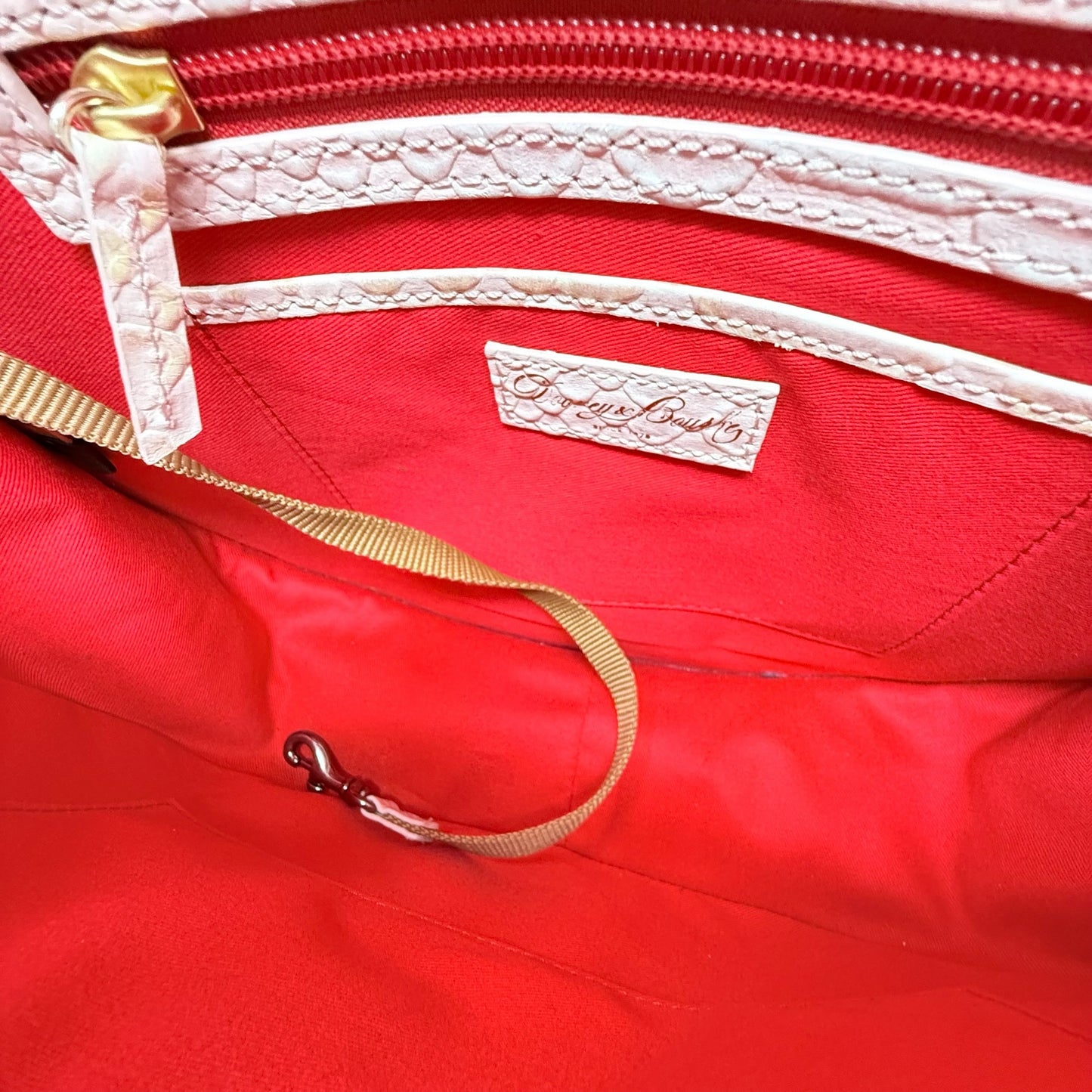 North South Reese Bag Designer By Dooney & Bourke In Pearl Embossed Leather, Size: Medium