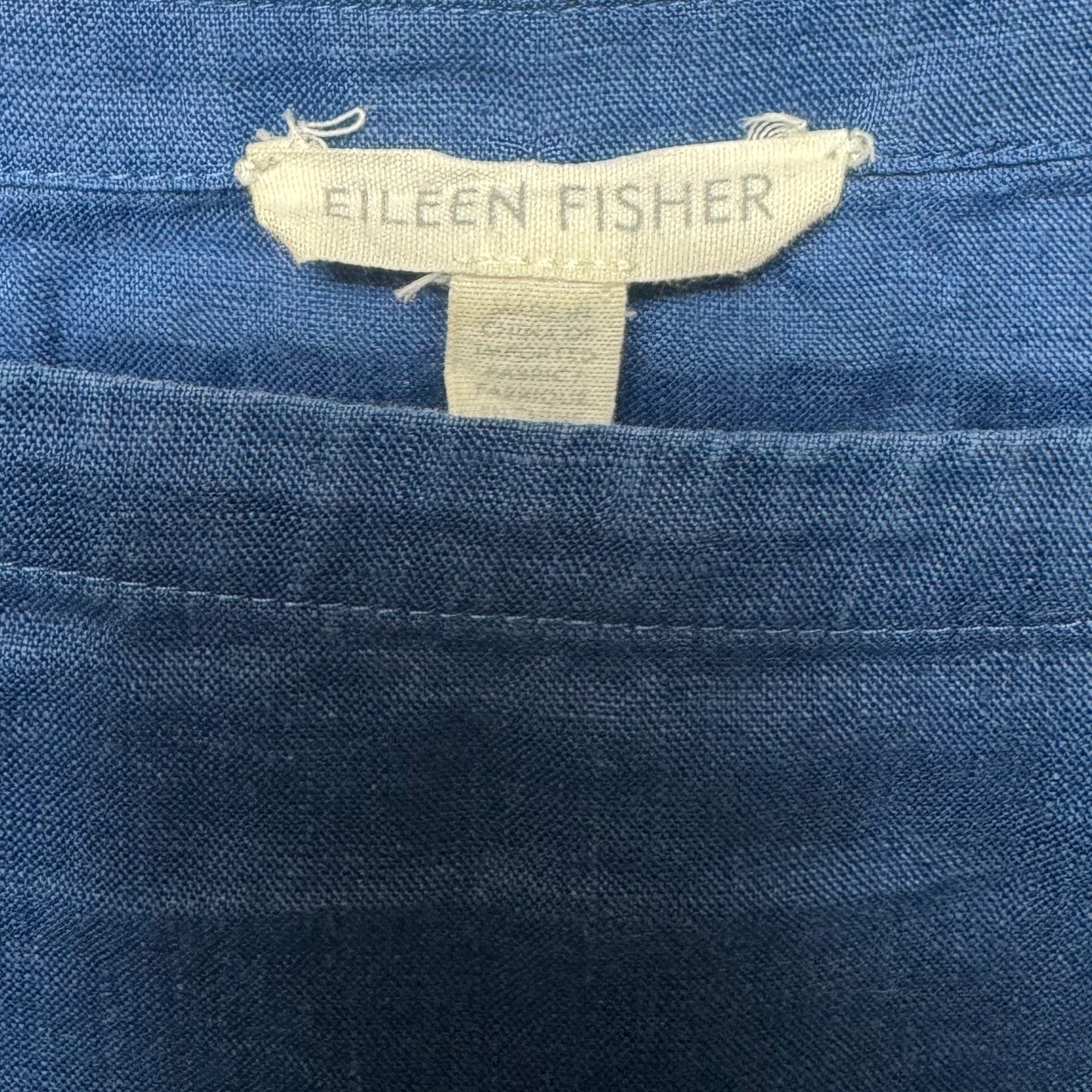 Linen Top Long Sleeve By Eileen Fisher In Blue, Size: L