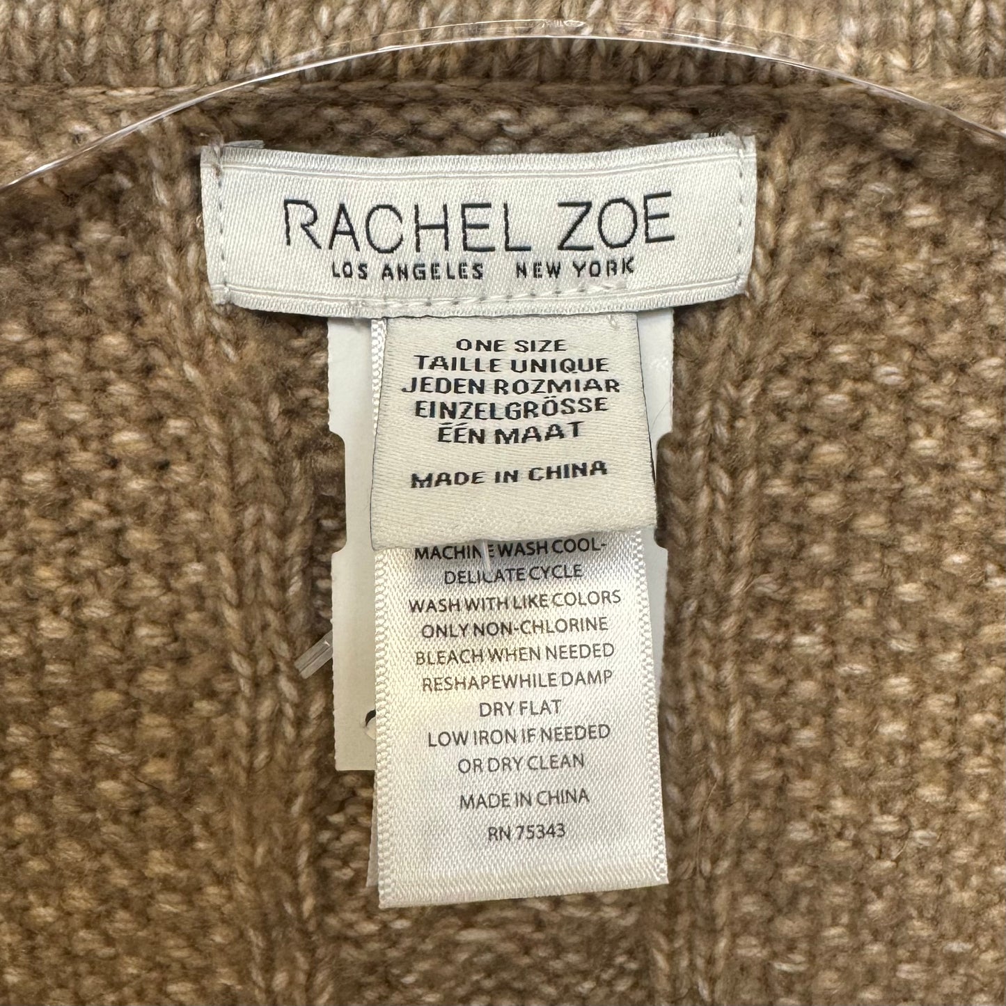 Hooded Open Front Cable Knit Sweater Poncho By Rachel Zoe In Tan, Size: Osfm