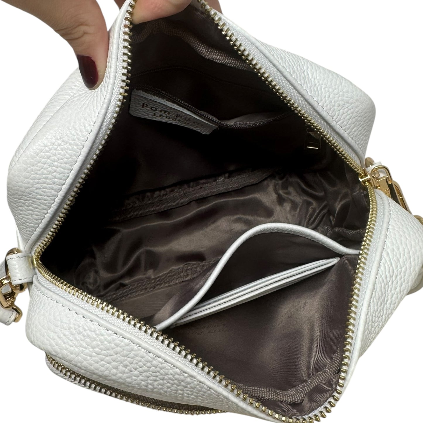 Mayfair Crossbody Handbag Leather By Pom Pom London, Size: Medium