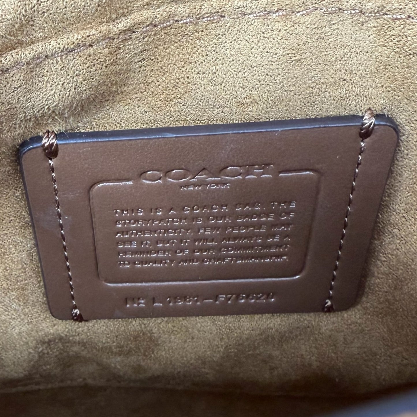 Signature Tilly Satchel Designer By Coach In Khaki/Chalk, Size: Medium