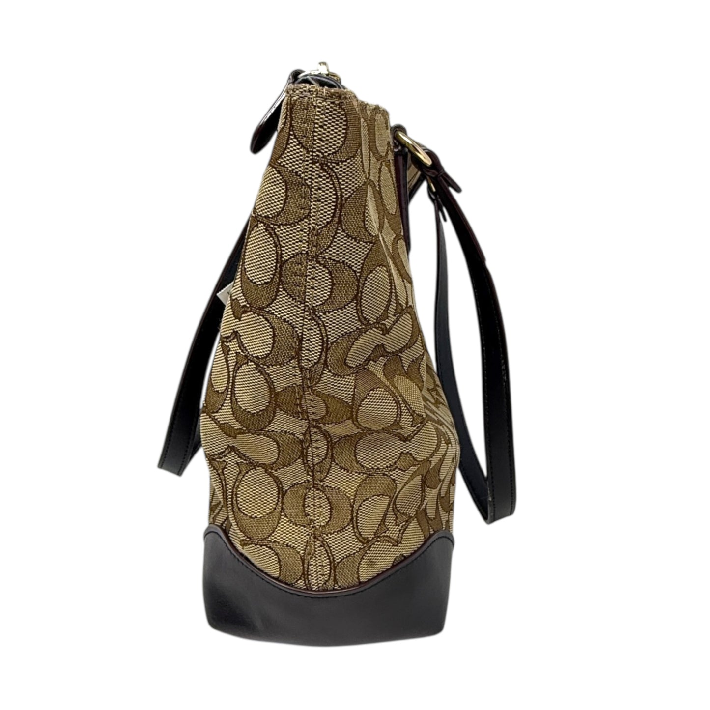 Outline Signature JacquardZip Tote Designer By Coach, Size: Medium