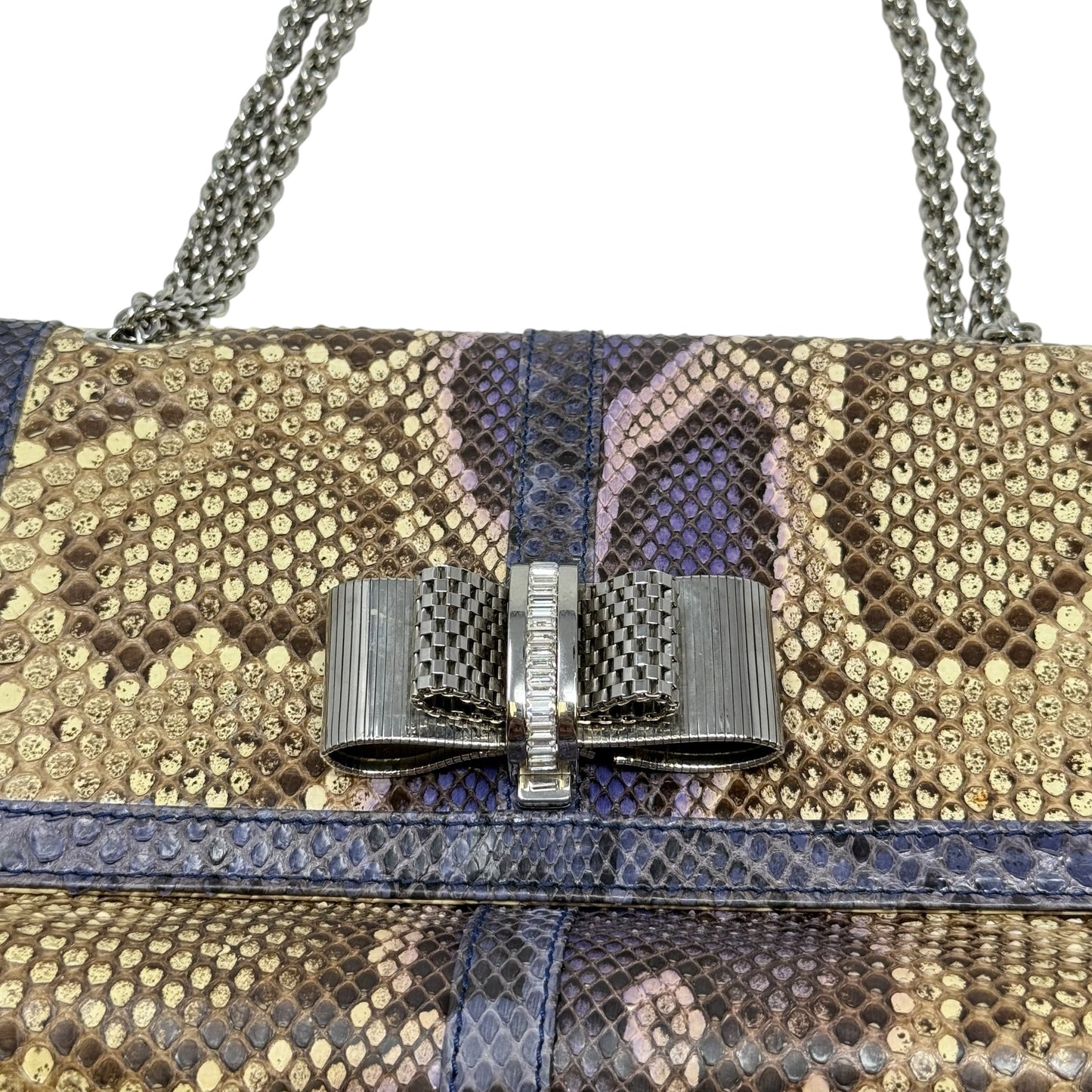 Sweet Charity Python Shoulder Bag Luxury Designer By Christian Louboutin, Size: Medium