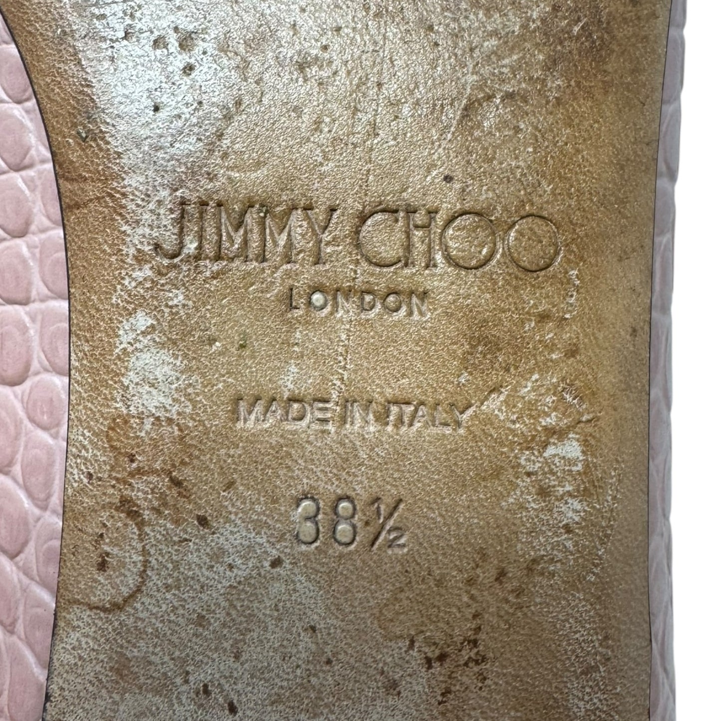 Mirele Croc Embossed Flats Shoes Luxury Designer By Jimmy Choo In Pink, Size: 8.5 (38.5)