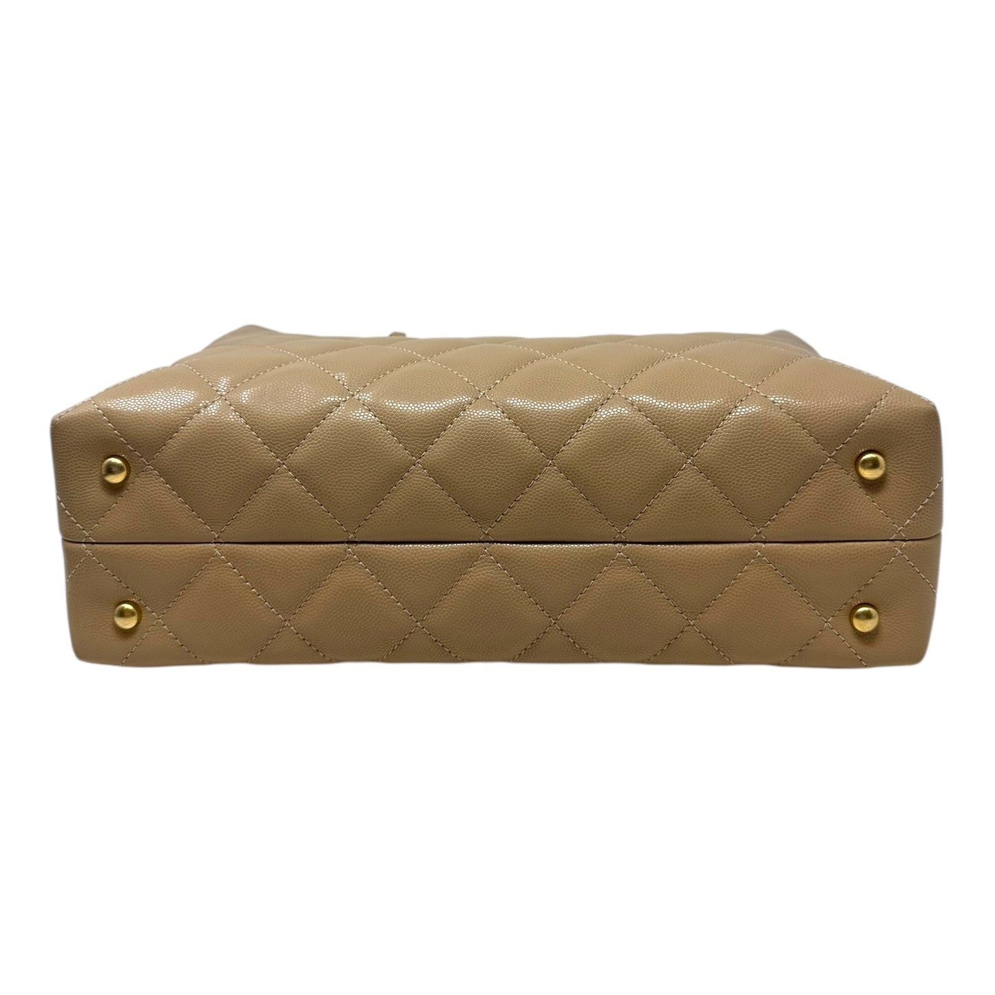 RARE 24S Coco Shiny Caviar Quilted Chain Top Handle Shopping Bag Luxury Designer By Chanel, Size: Medium