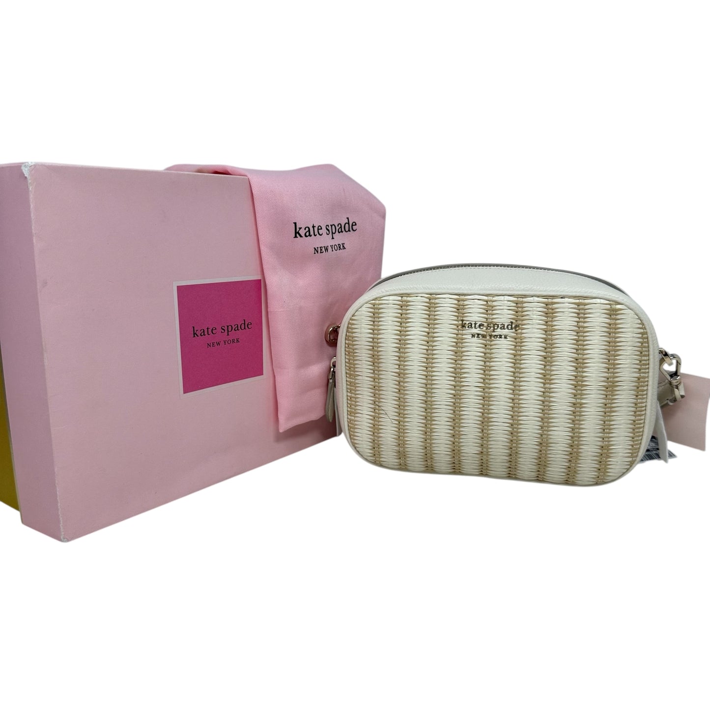 Astrid Straw Medium Crossbody Designer By Kate Spade, Size: Medium