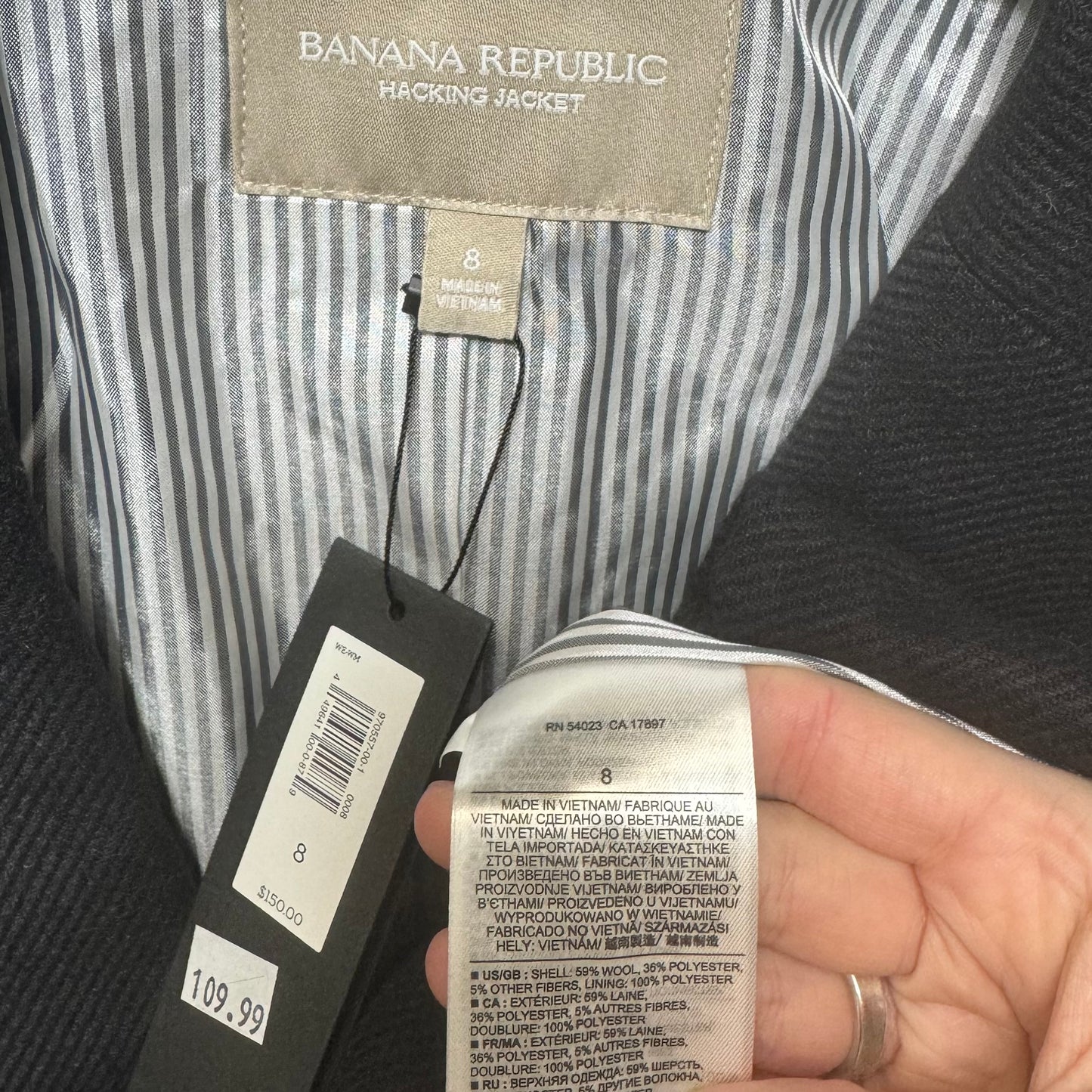 Hacking Jacket Blazer By Banana Republic In Black, Size: 8