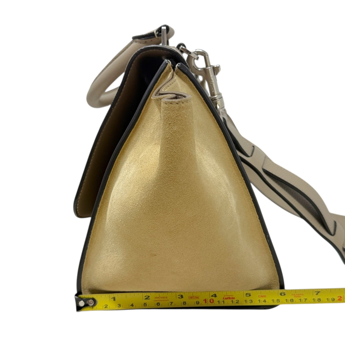 Drummed Calfskin Suede Medium Trapeze Souris Tote Luxury Designer By Celine, Size: Medium