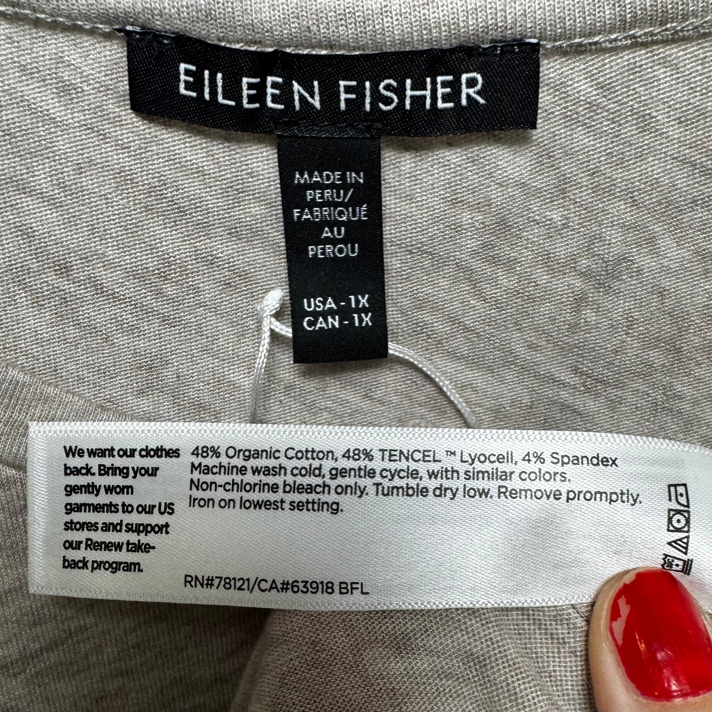 Tencel & Cotton Top Long Sleeve Basic By Eileen Fisher In Tan, Size: 1x