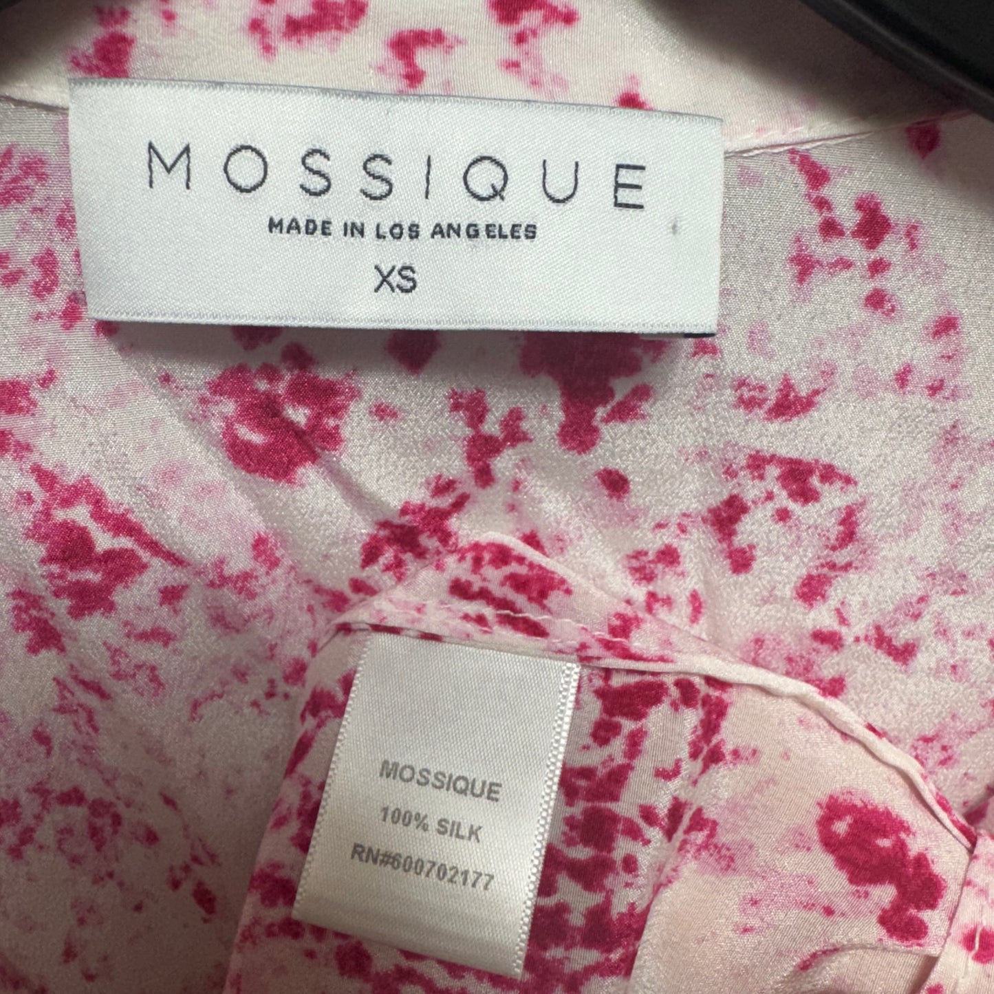 Silk Top Long Sleeve By Mossique In Cream & Pink, Size: Xs