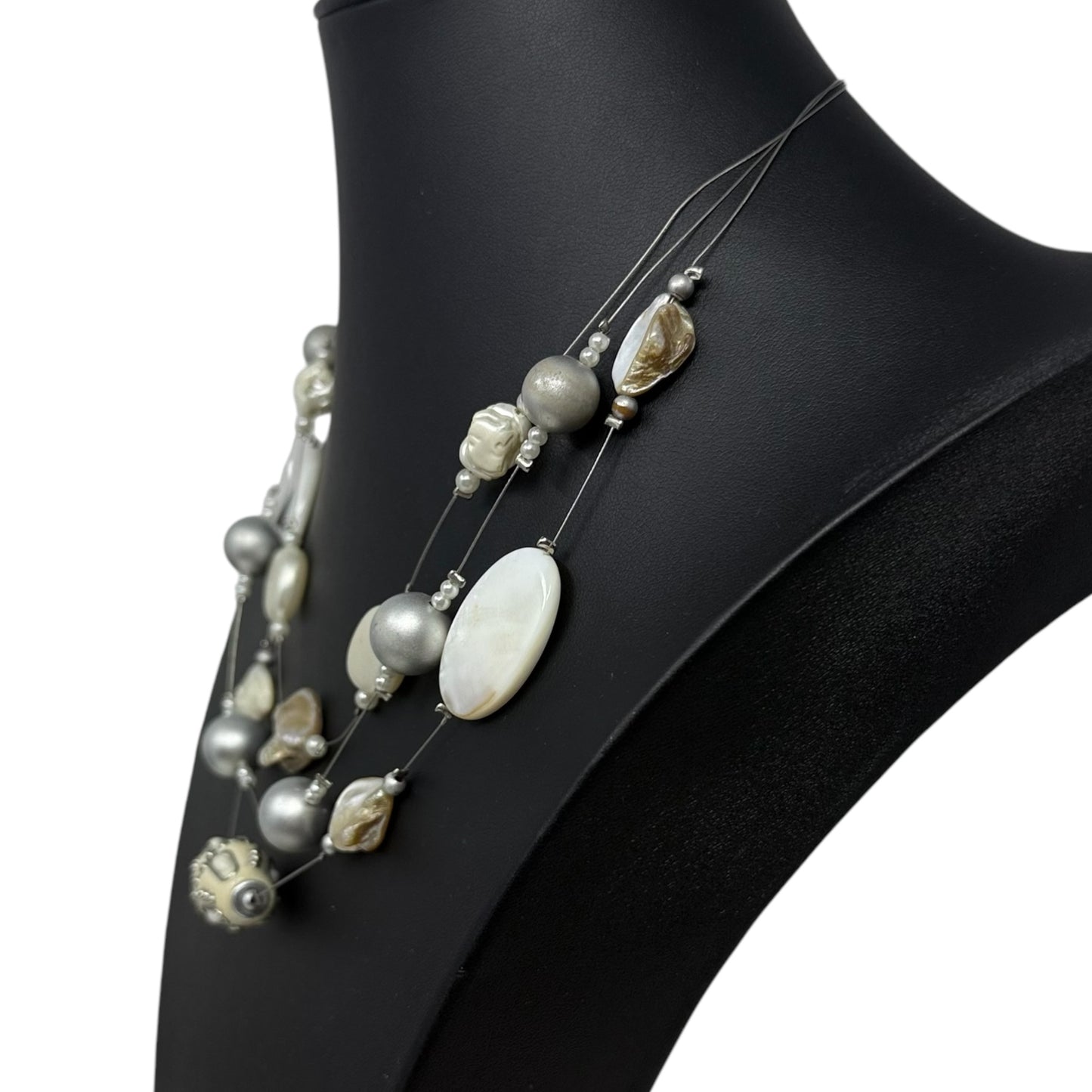 Layered Beaded Wire Necklace By Unbranded